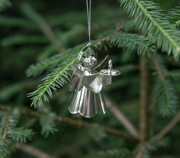 EDZARD Christbaumschmuck Engel mit Instrumenten, Baumschmuck für den Tannenbaum, Deko für Weihnachten, Engel, heilige Figuren, Anhänger mit Silber-Optik, versilbert, Höhe 5 cm