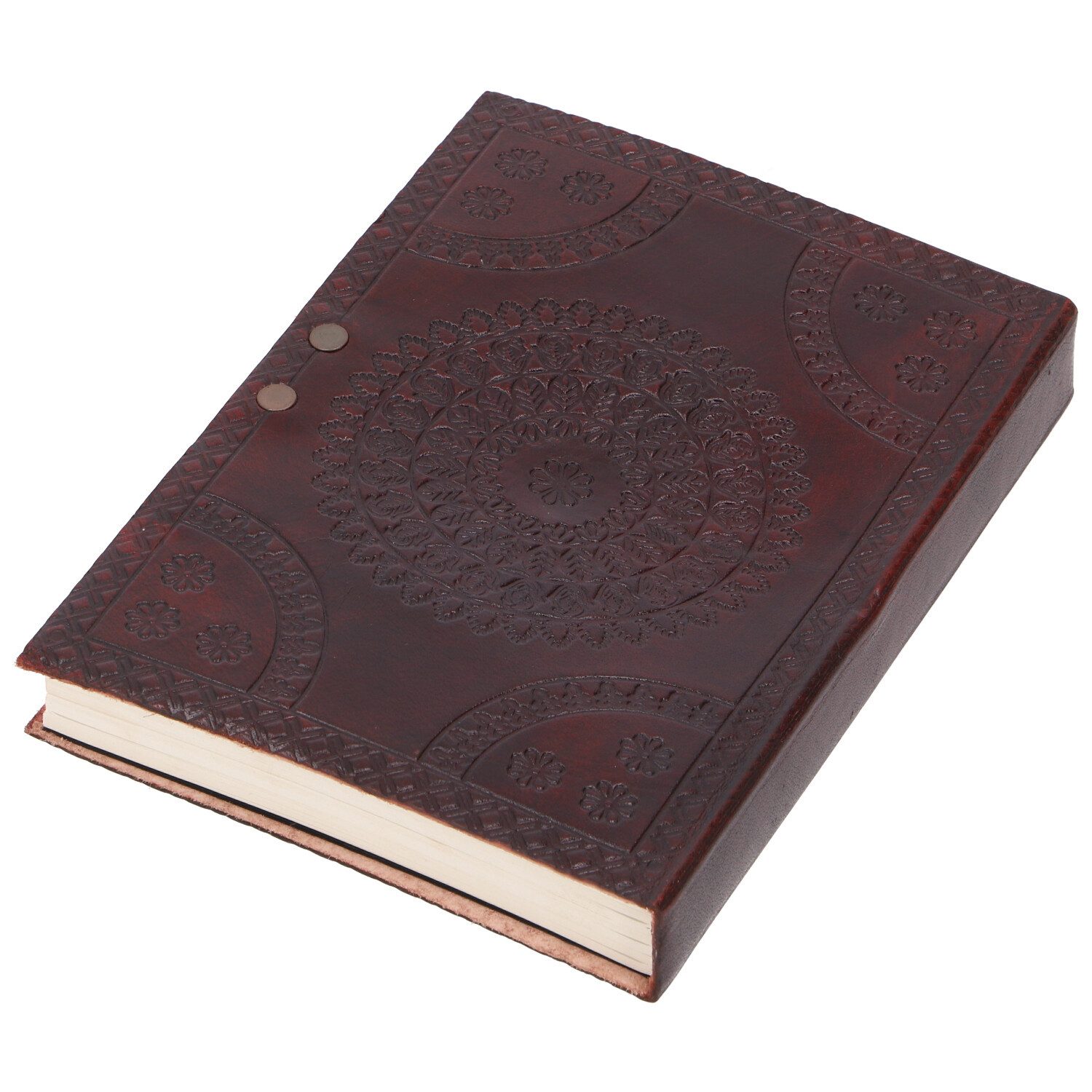 Guru-Shop Tagebuch Lederbuch, verziertes Notizbuch, Tagebuch,..
