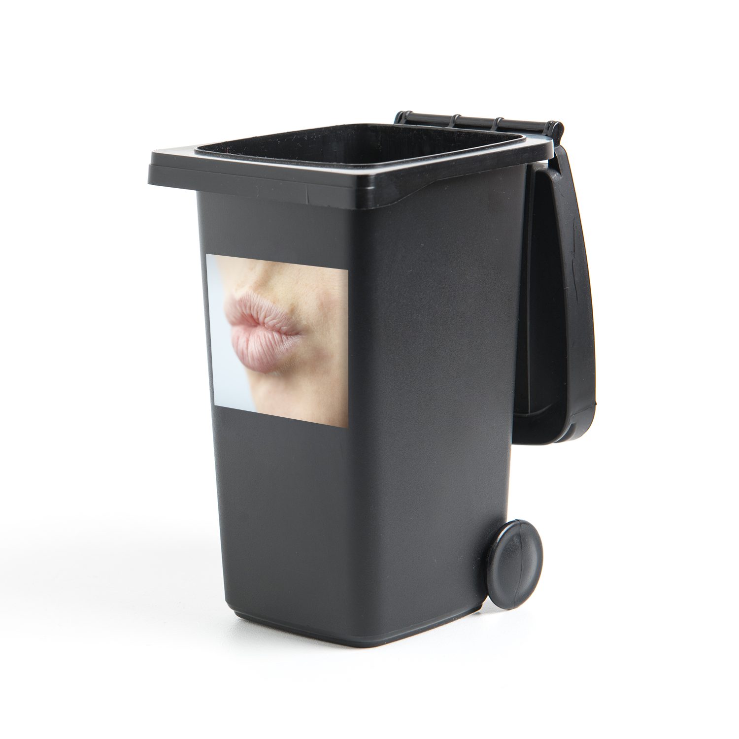 MuchoWow Wandsticker Ein Bild mit geschürzten Lippen (1 St), Mülleimer-aufkleber, Mülltonne, Sticker, Container, Abfalbehälter