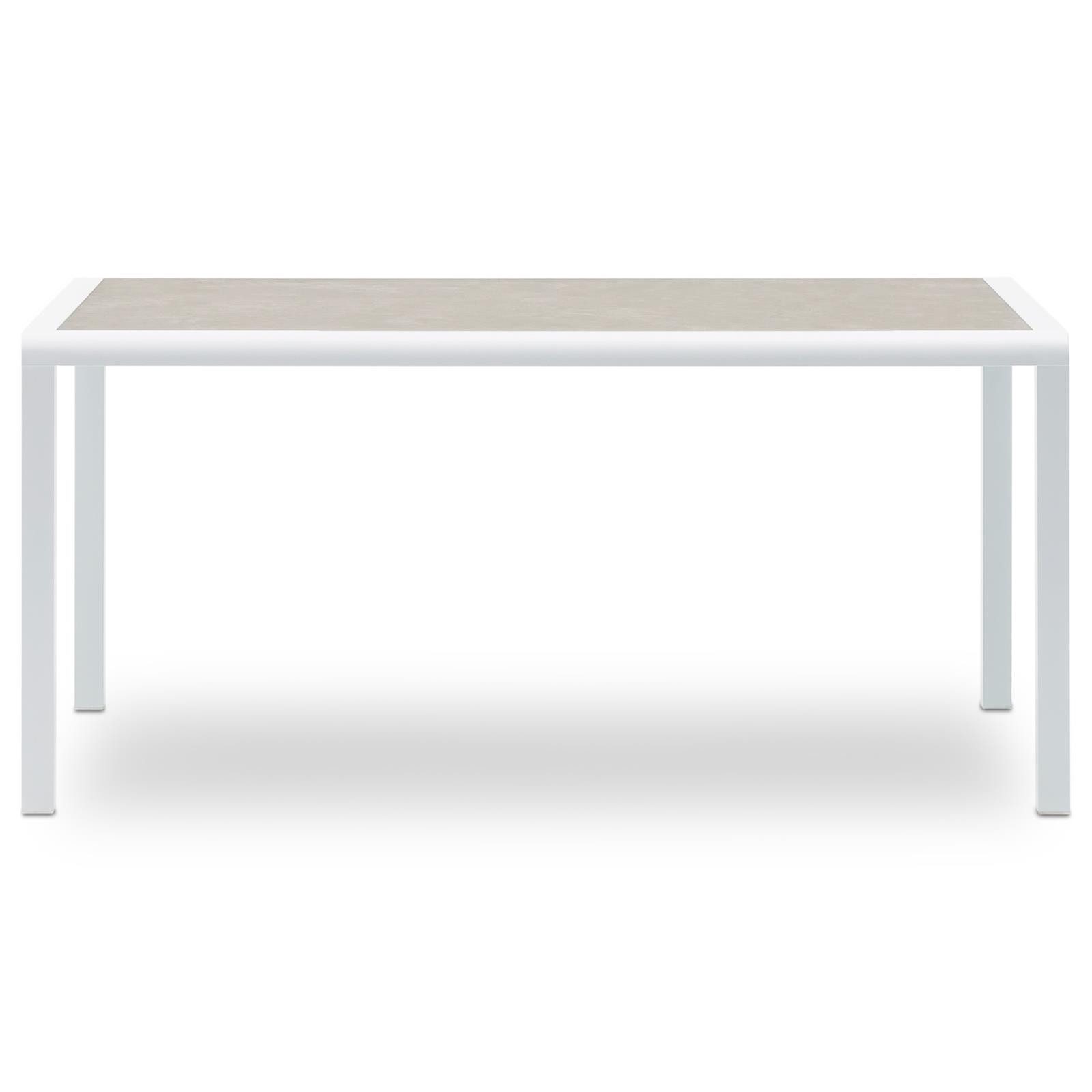 IDIMEX Gartentisch TRAPANI, Gartentisch 160x90 cm mit Aluminiumgestell und Stein-Glasplatte Weiß