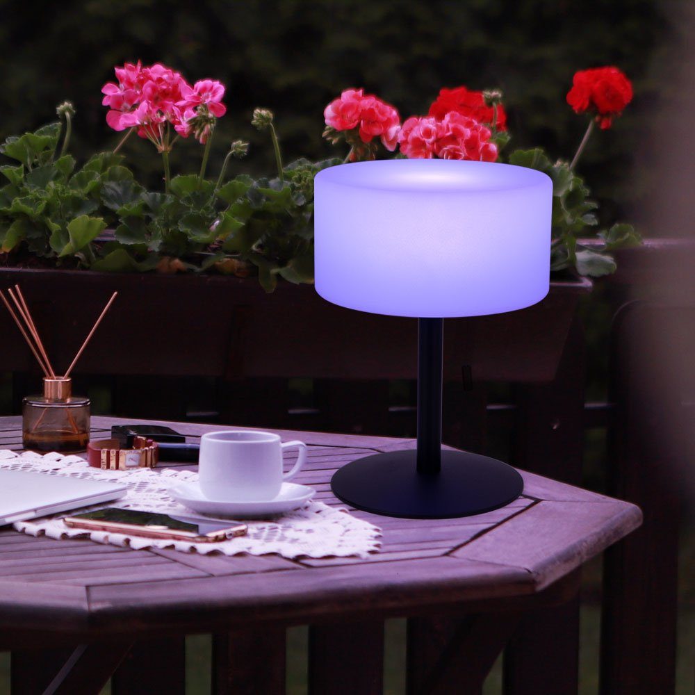 aufladbar fest verbaut, Outdoor etc-shop Akku Tischlampe LED-Leuchtmittel Warmweiß, Außen-Tischleuchte, Garten Außen LED