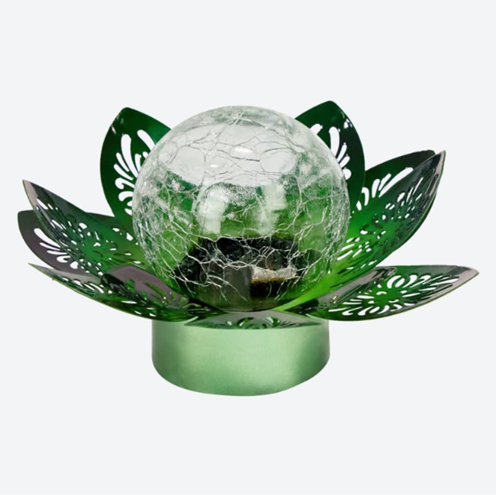 ZD Trading LED Solarleuchte Solarlampe Lotus Metall 17 x 17 x 9,5 cm