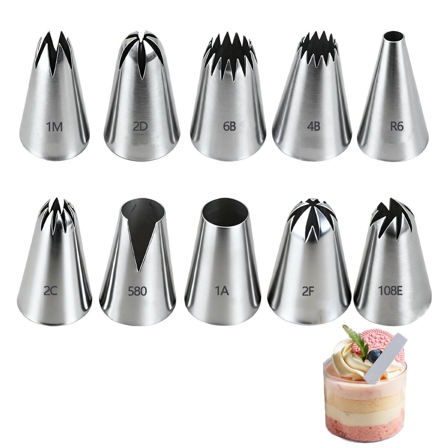 LuxusKollektion Spritztüllen Spritztüllen Set Mittlere Größe 10Stk Edelstahl