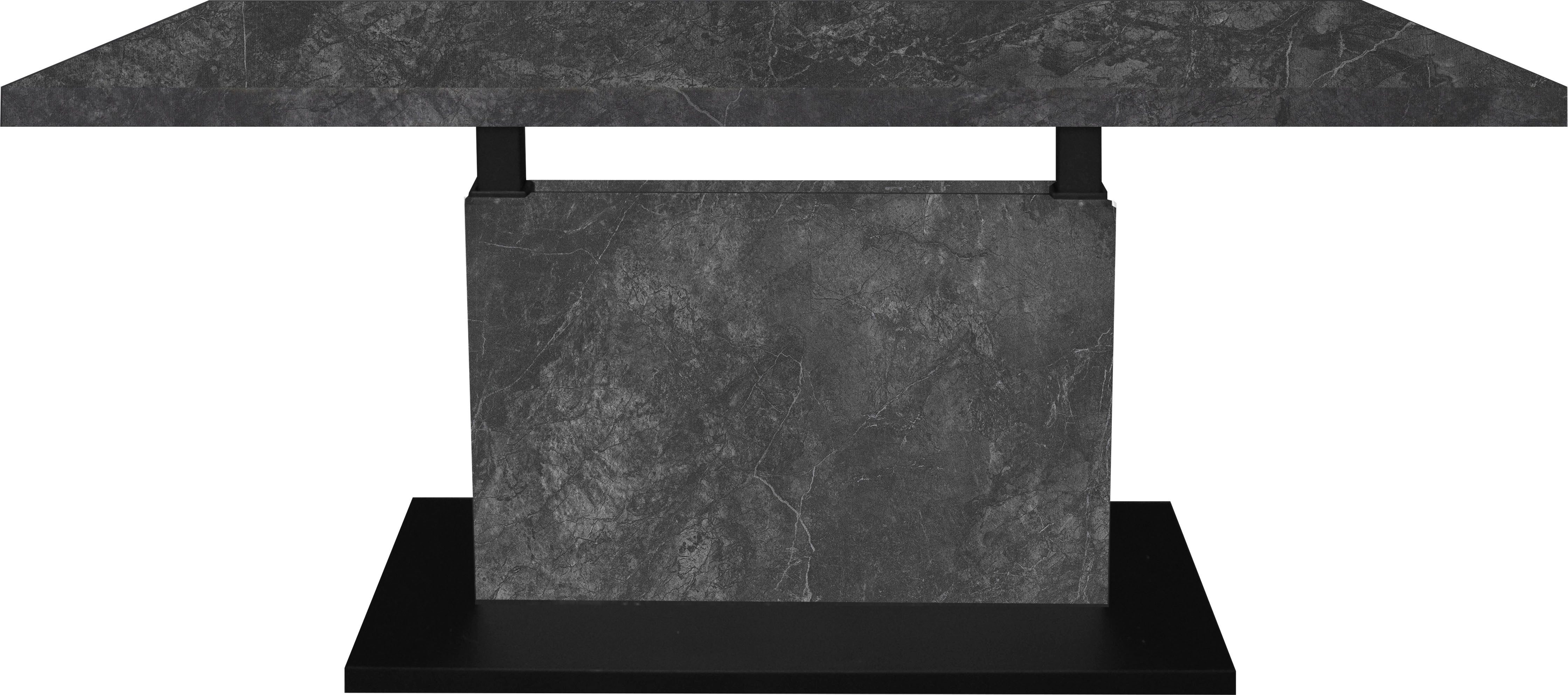 Mäusbacher Couchtisch höhenverstellbar, keramik optik grau / schwarz - 120x49/68x70 (BxHxT)