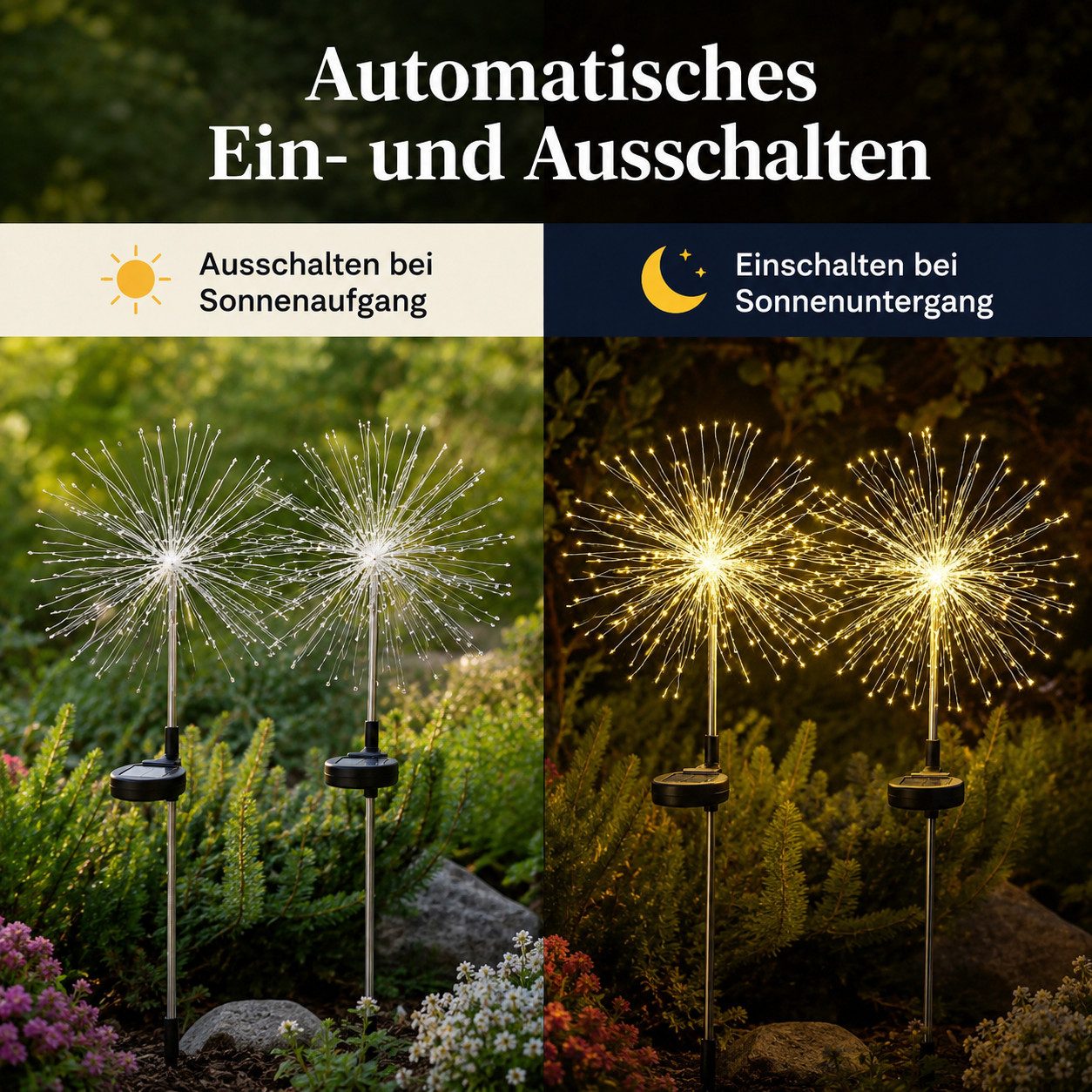 pedete LED Solarleuchte LED Solarleuchte Solarlampen Garten 120 LED Feuerwerk Solarleuchten, gartendeko, solarlampen für außen, Warmweiß, Tageslichtweiß, Leucht – Bild 5 von 5