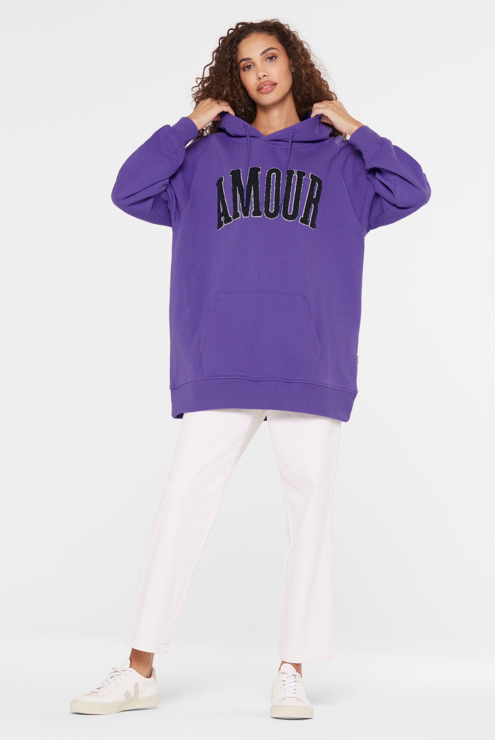 SENSES.THE LABEL Kapuzensweatshirt mit Frottee Lettern