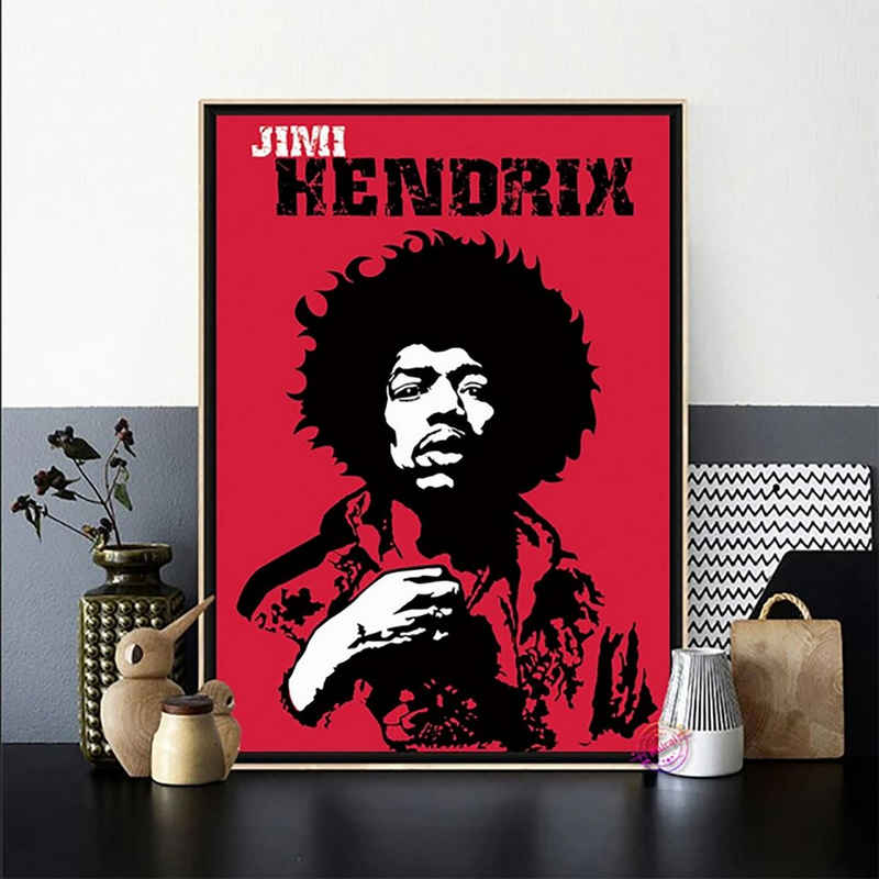 TPFLiving Kunstdruck (OHNE RAHMEN) Poster - Leinwand - Wandbild, Jimi Hendrix - Kunstdrucke des Gitarristen und Sänger (1942 - 1970) (Leinwand Wohnzimmer, Leinwand Bilder, Kunstdruck), Leinwand bunt - Größe 13x18cm