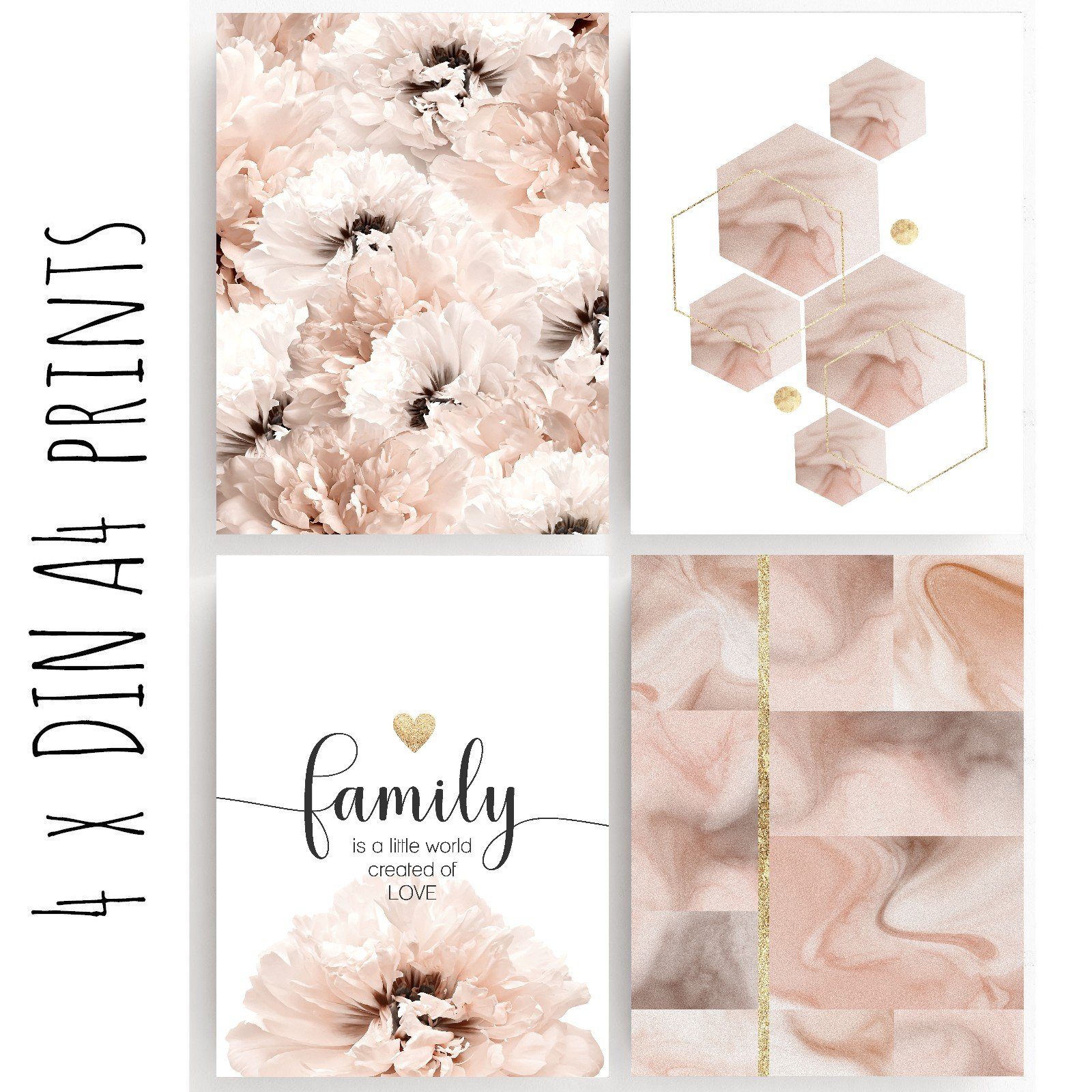 homestyle-accessoires Poster Bilder Set Wandbilder Bilderwand Bilderset LOVE MAKES A HOUSE A HOME, (10 St), - OHNE BILDERRAHMEN - Sorgfältige & sichere Verpacku – Bild 4 von 5