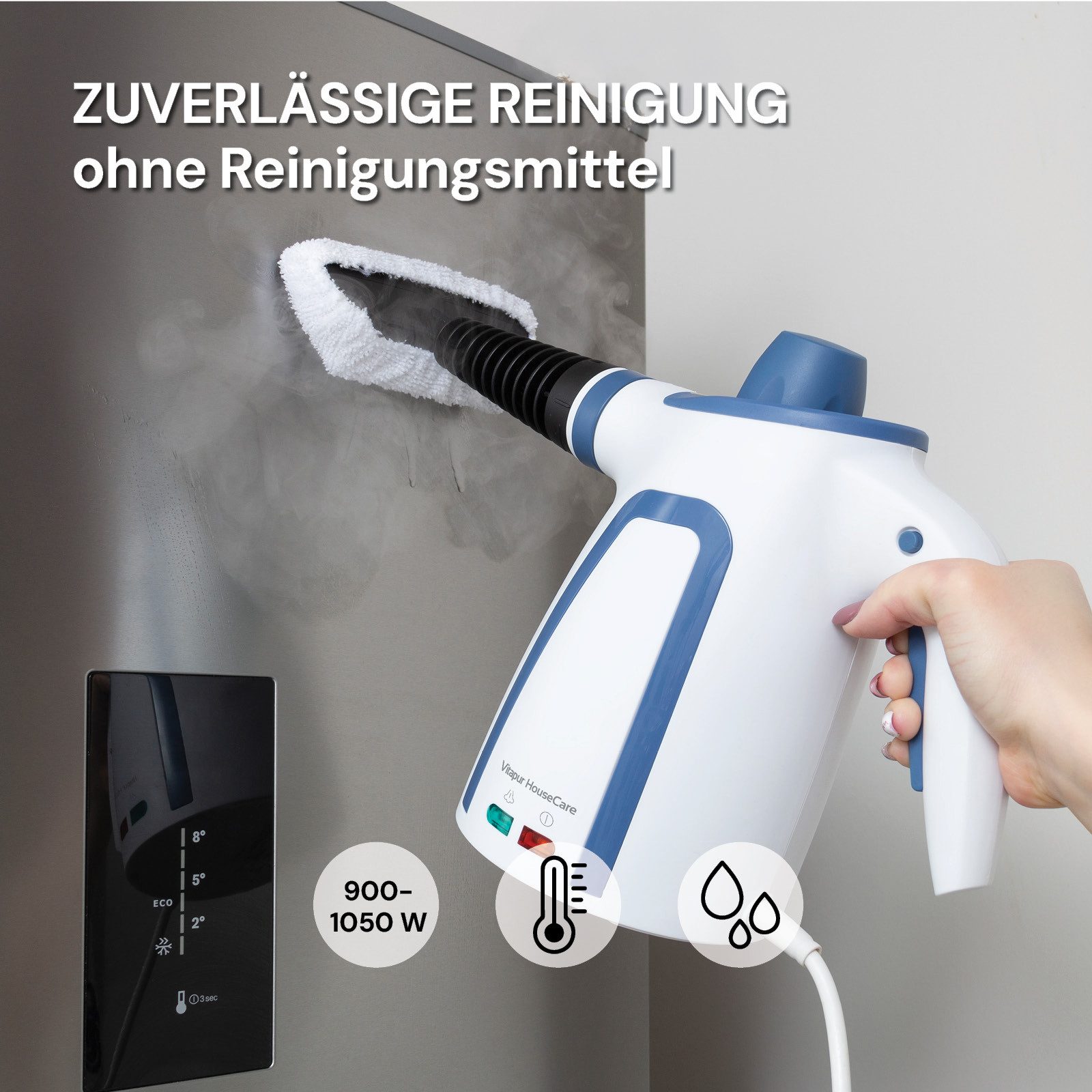 Vitapur Handdampfreiniger Elektrischer Dampfreiniger Steam Cleaner für Fugen, Fließen 10 Zubehör