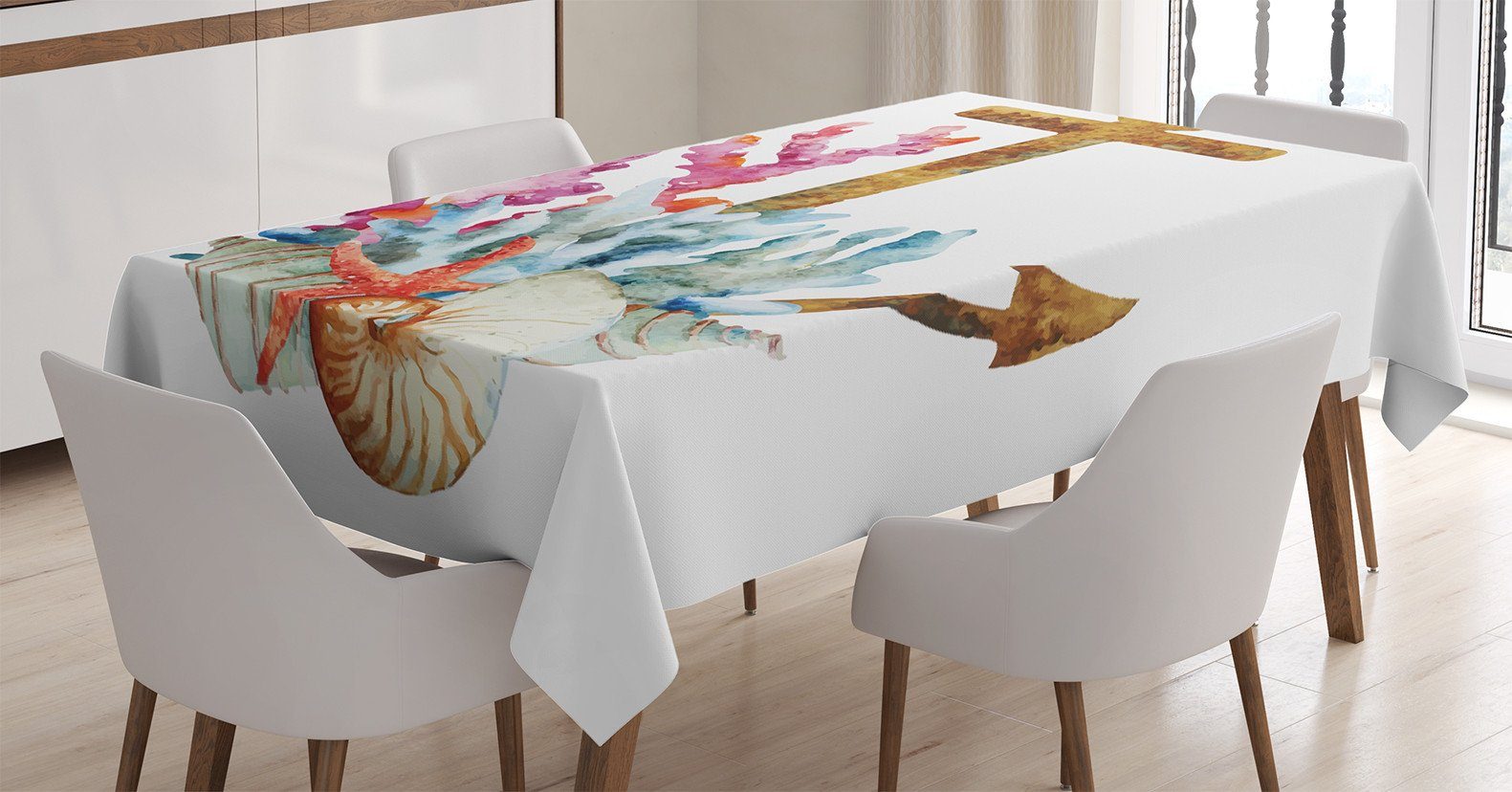 Abakuhaus Tischdecke Farbfest Waschbar Für den Außen Bereich geeignet Klare Farben, Bunt Anchor Korallen Algen