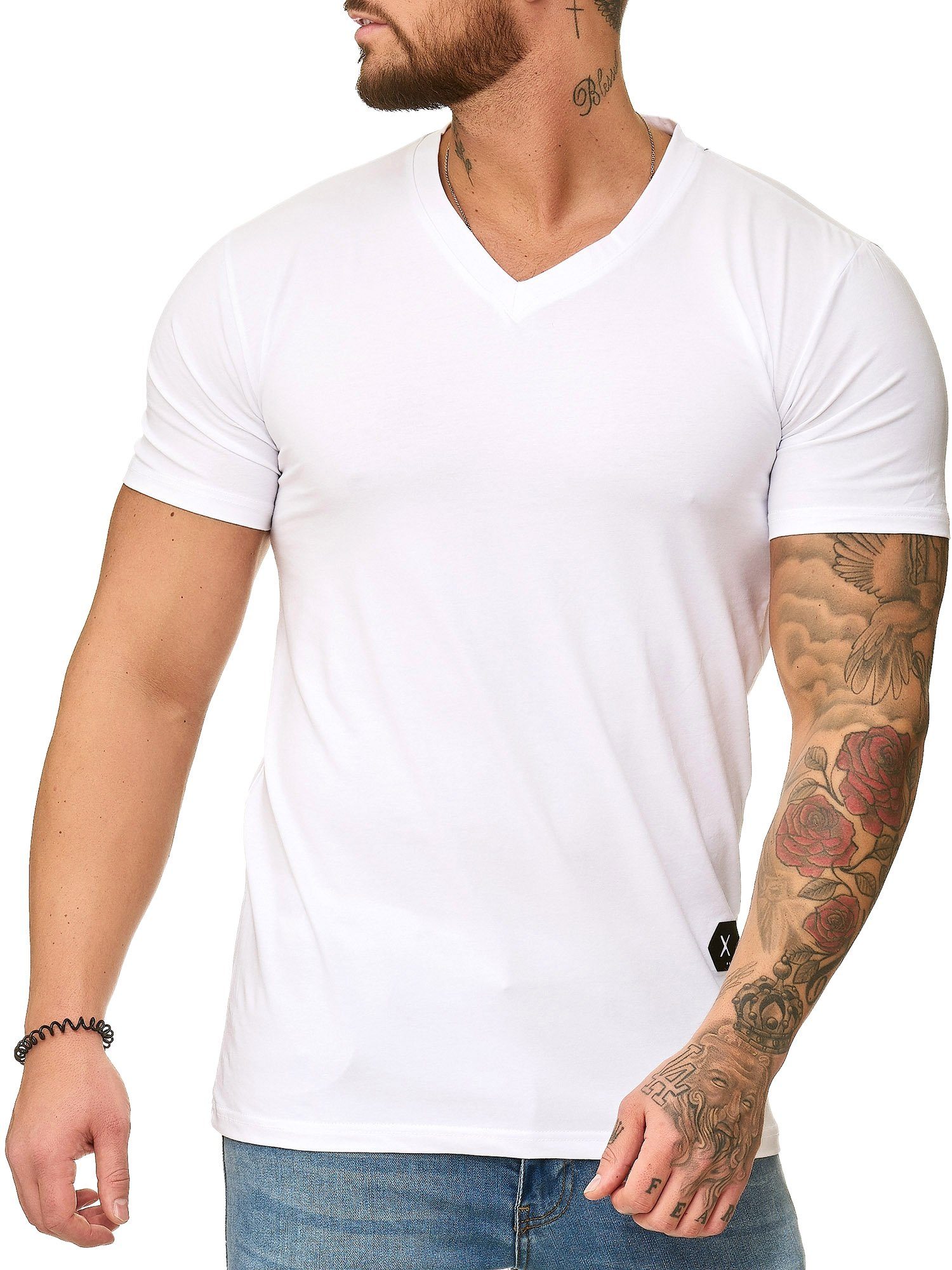 OneRedox T-Shirt 1309C (Shirt Polo Kurzarmshirt Tee, 1-tlg) Fitness Freizeit Casual Weiss