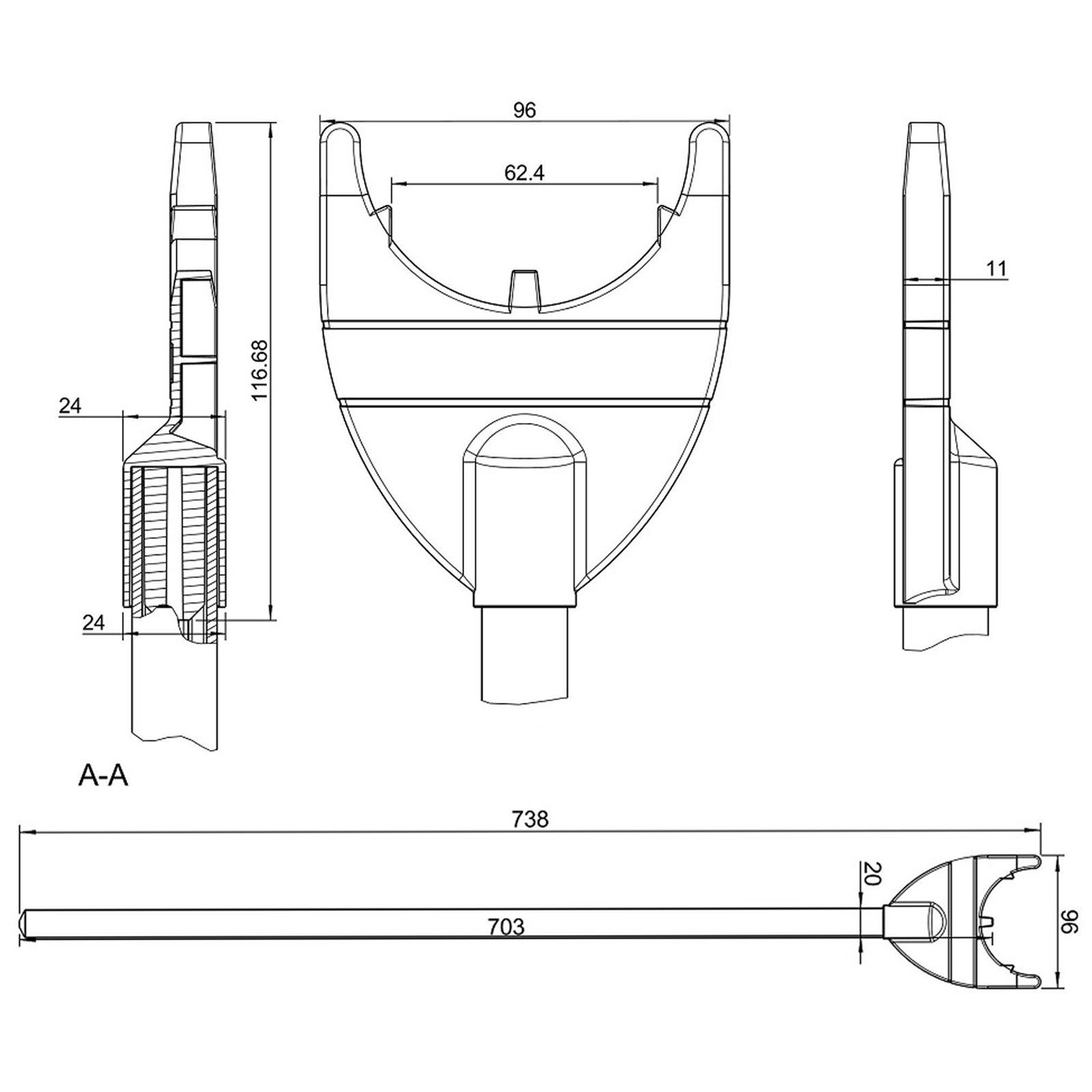 SO-TECH® Möbelfuß Sockelfuß-Verstellschlüssel Länge 738 mm für Sockelhöhe 55 -, einfache Höhenverstellung von Sockelfüßen – Bild 4 von 5