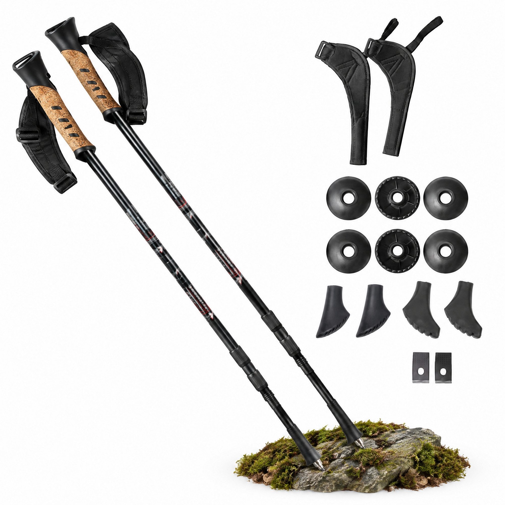Melko Nordic-Walking-Stöcke Wanderstöcke Nordic Walking Teleskop Stöcke Antischock Aluminium (Stück, Premium Qualität), Teleskopstock
