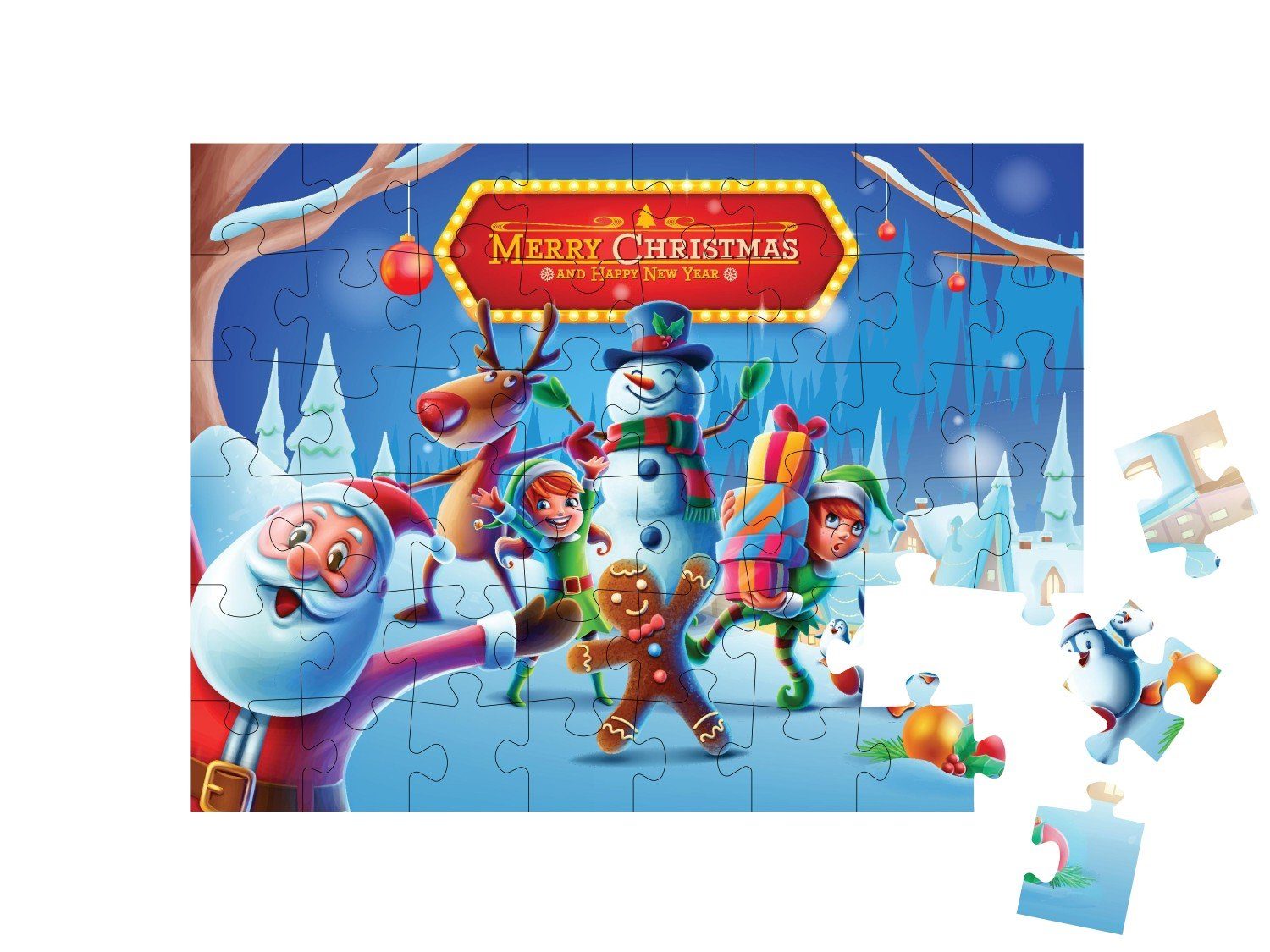 und Weihnachten Puzzle 48 puzzleYOU-Kollektionen Puzzleteile, Weihnachtsmann Elfen, puzzleYOU