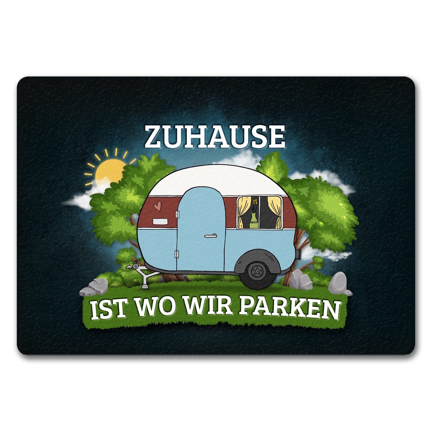 speecheese Fußmatte Zuhause ist wo wir parken Fußmatte randlos mit Camping günstig online kaufen