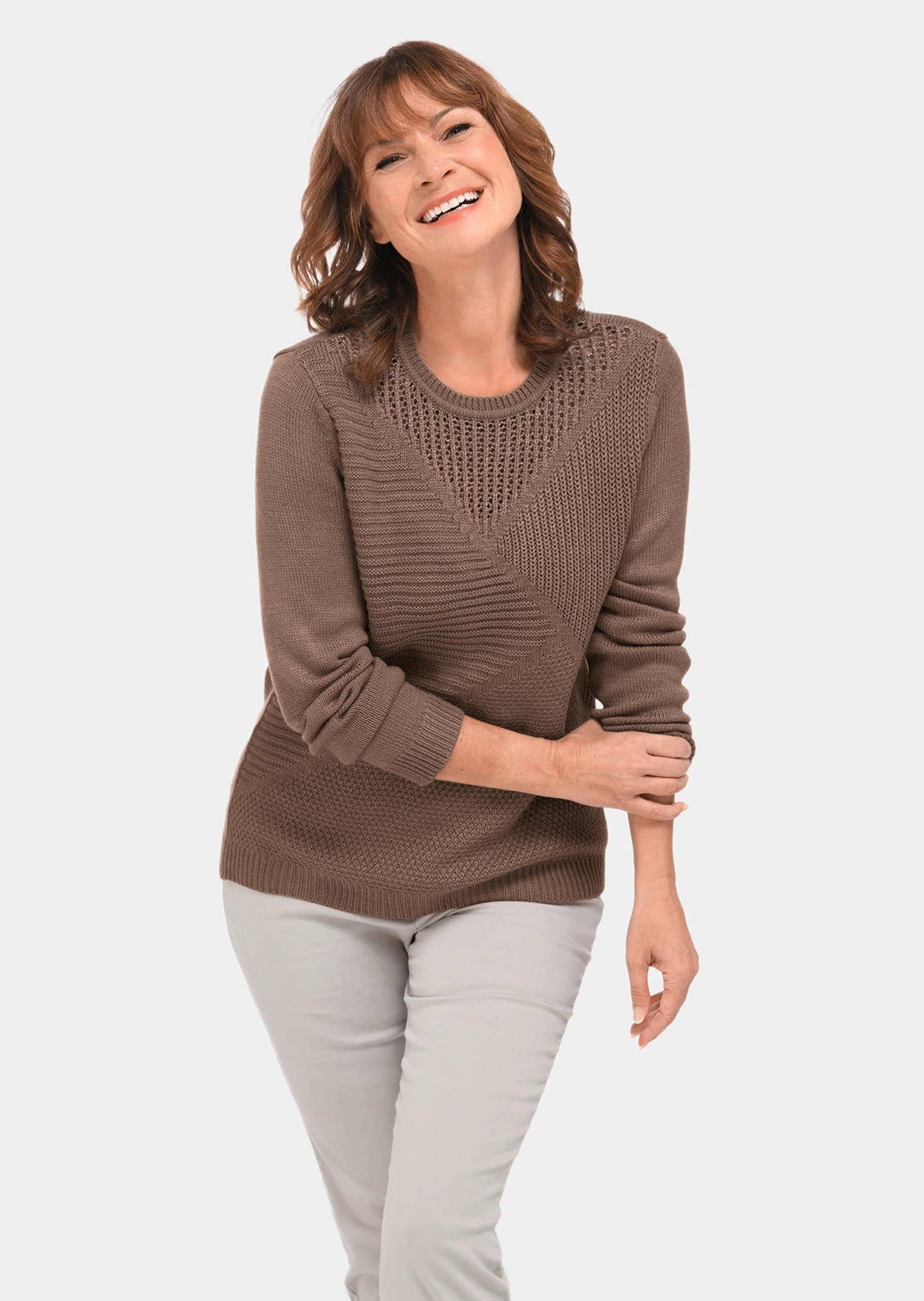 GOLDNER Strickpullover Kurzgröße: Baumwoll-Pullover in Rippenstruktur günstig online kaufen