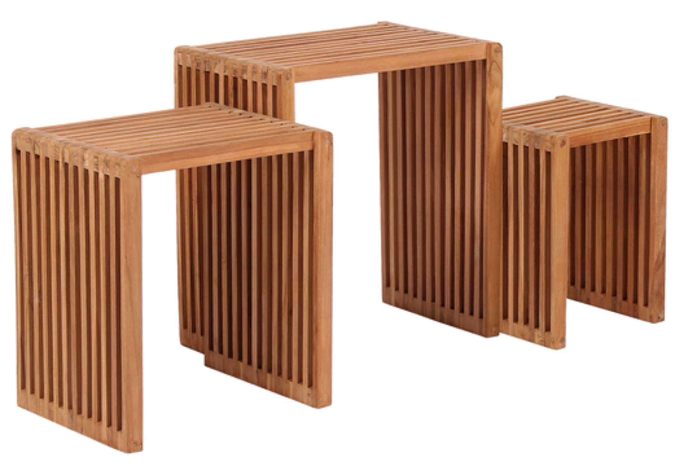 Starhome Beistelltisch -Set MODENA - Teakholz 3er Set