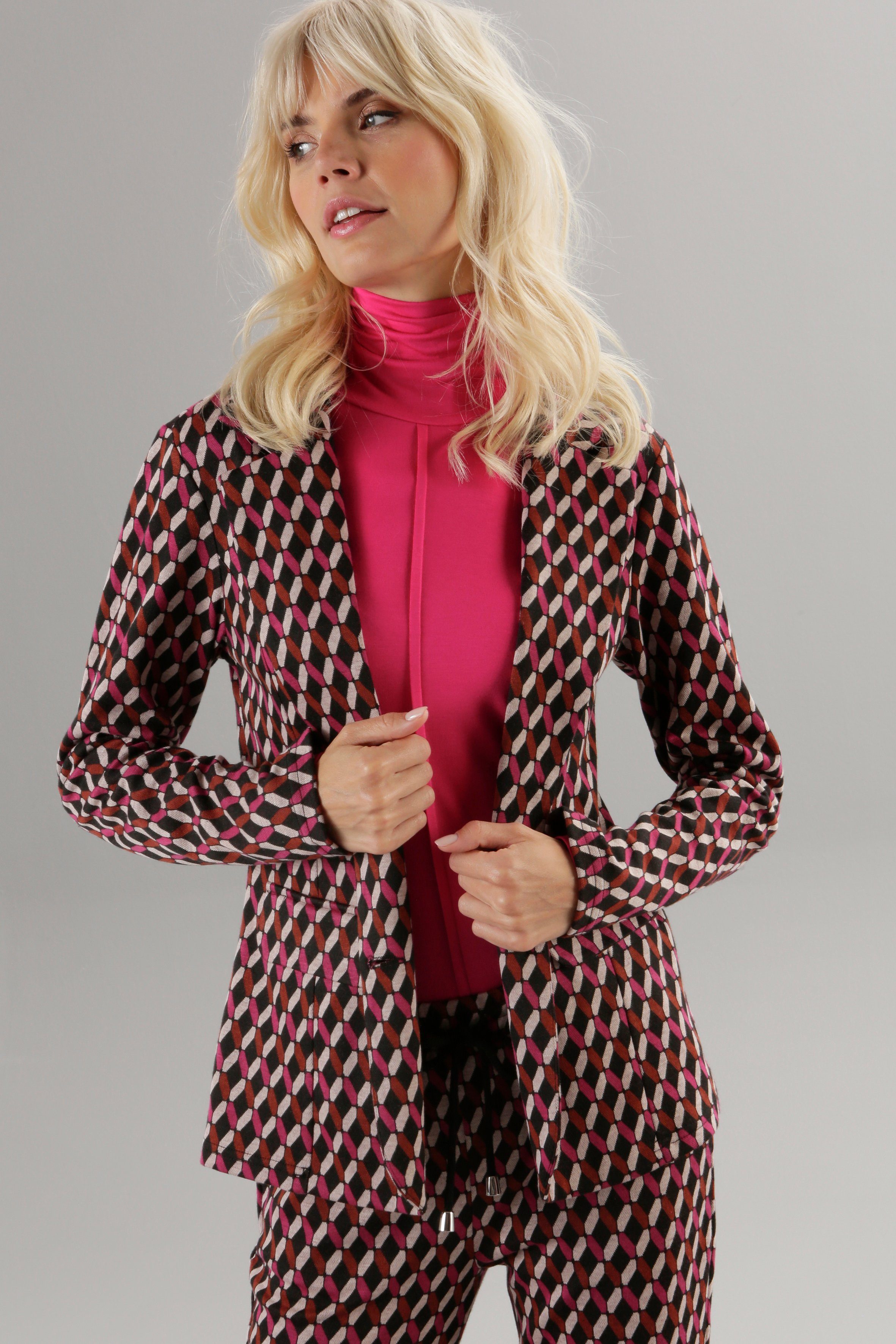 Aniston SELECTED Kurzblazer mit geometrischem Allover-Muster