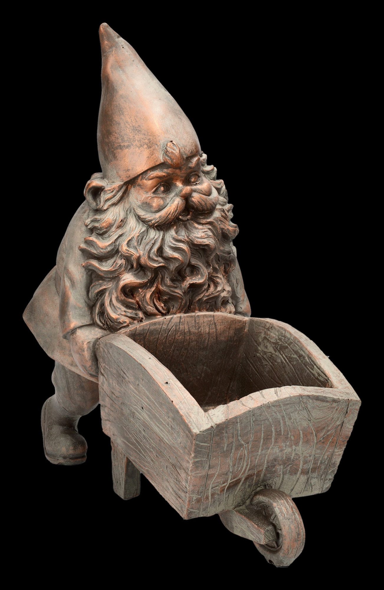 Figuren Shop GmbH Gartenzwerg Gartenzwerg Figur mit Schubkarren Pflanztopf - Blumentopf Dekofigur