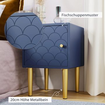 REDOM Sideboard Nachttisch (Kommode Nachtschrank Beistelltisch), Fischschuppenmuster