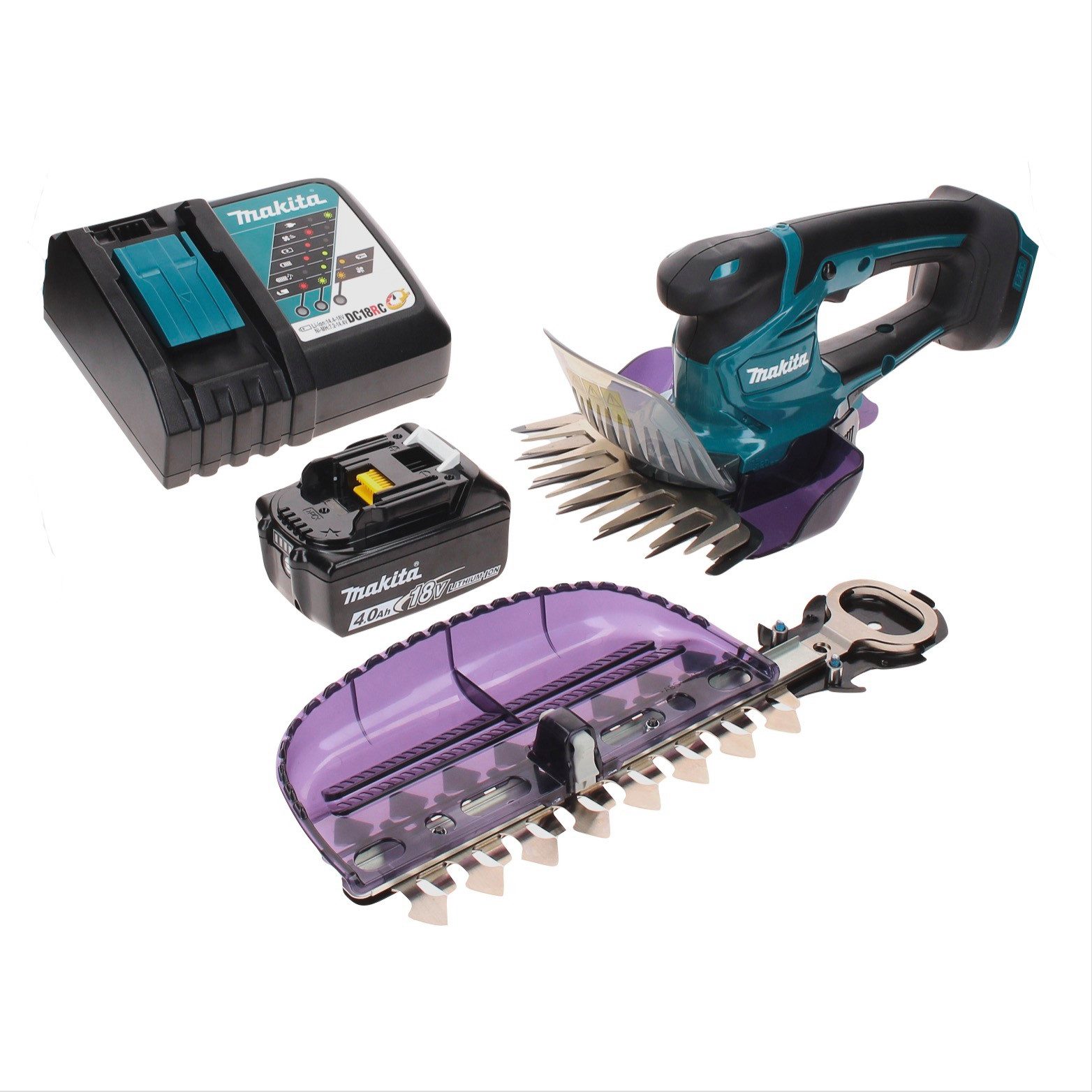 Makita Akku-Grasschere DUM 604 RM1X Akku Grasschere 18 V mit Gras- und Strauchscherblatt