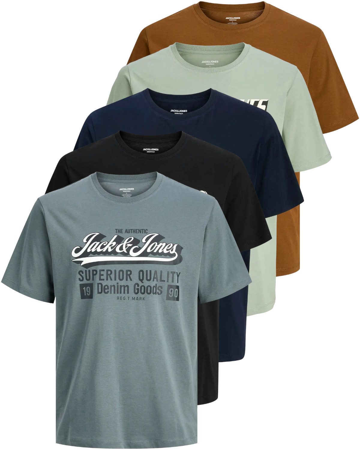 Jack & Jones Print-Shirt (Spar Set, 5er-Pack) T-Shirts mit Aufdruck aus Bau günstig online kaufen