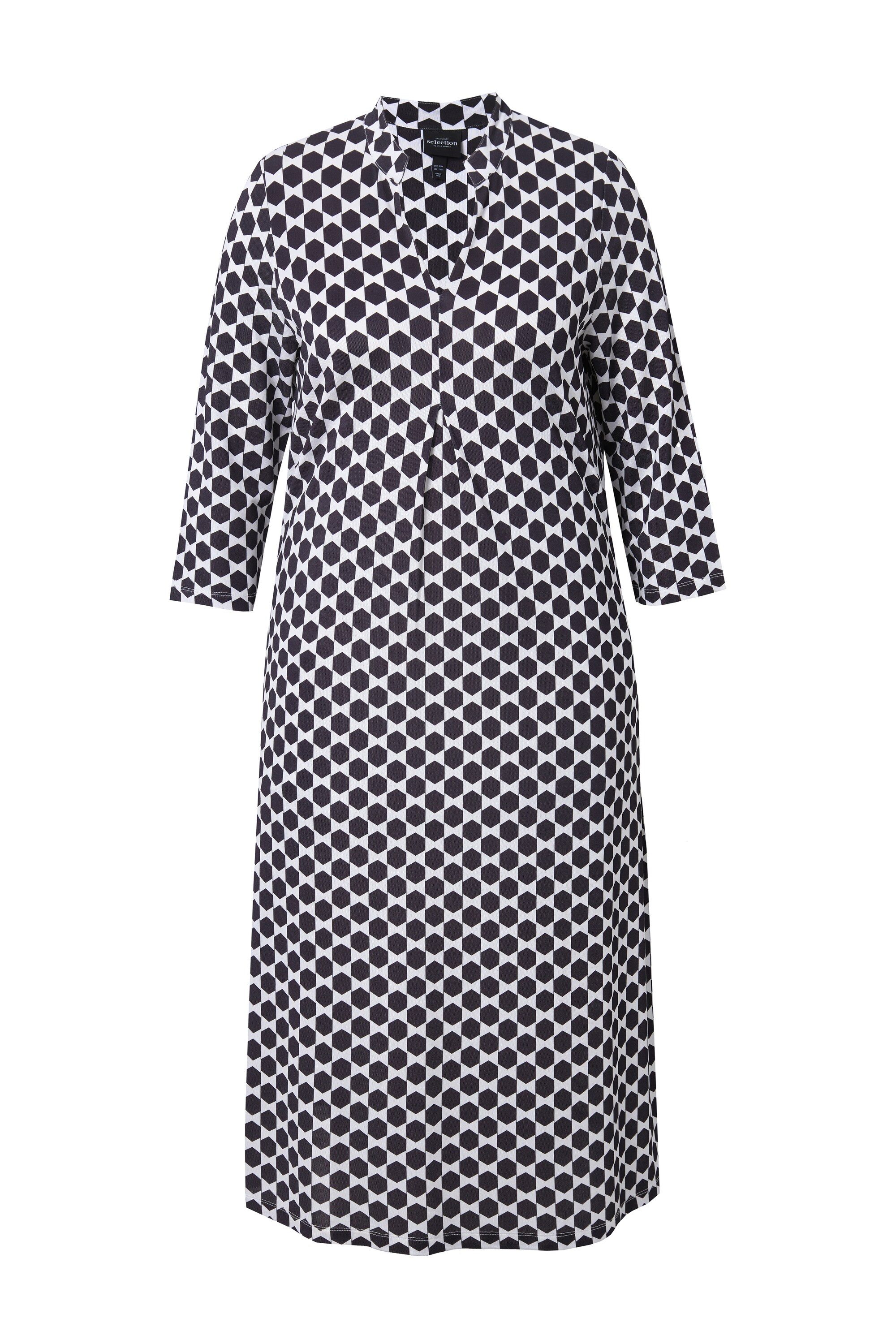 Ulla Popken Midikleid Slinky-Piqué-Midikleid A-Linie Stehkragen 3/4-Arm günstig online kaufen