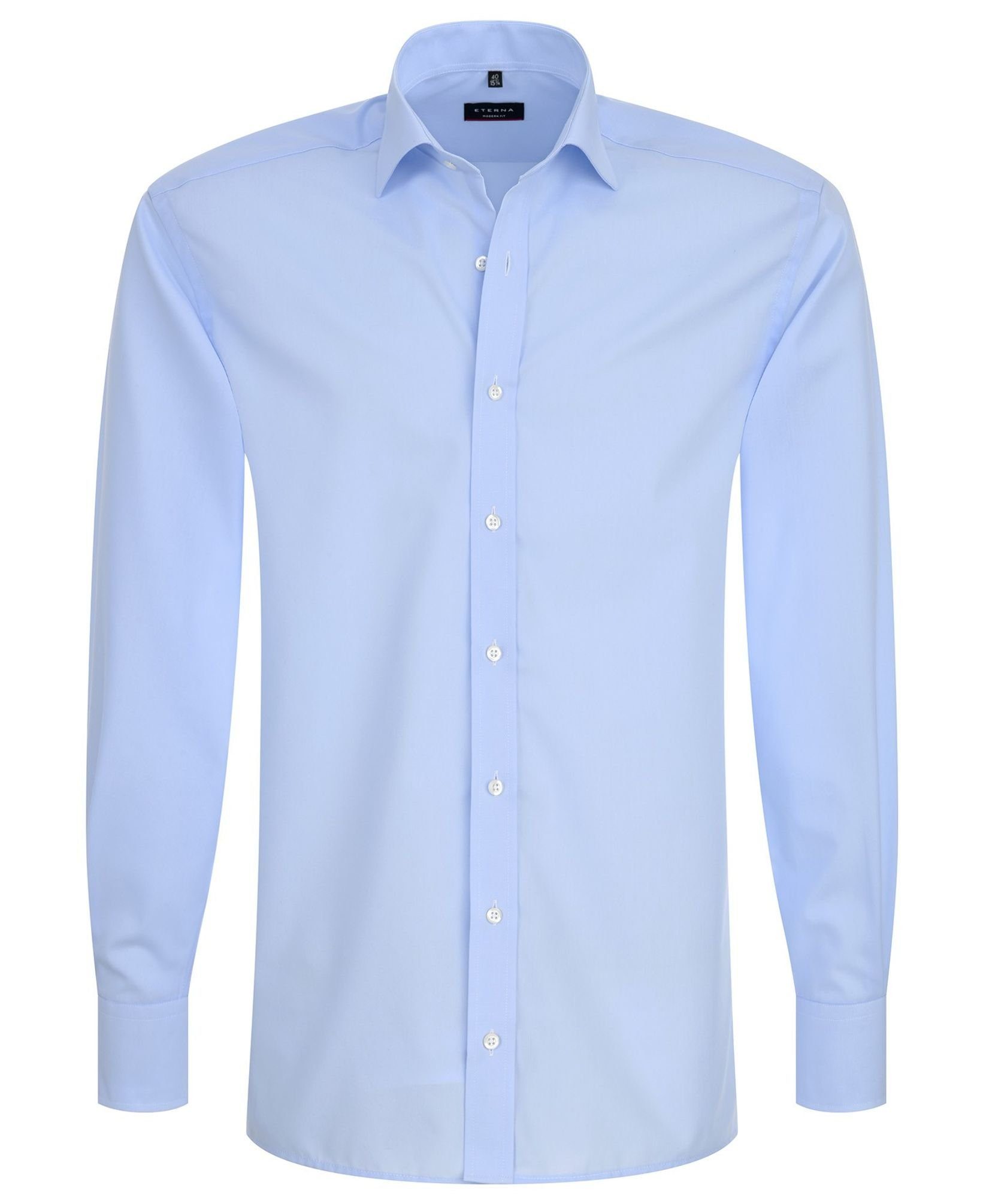 Eterna Langarmhemd Modern Fit Einfarbig Hellblau strukturiert (10)