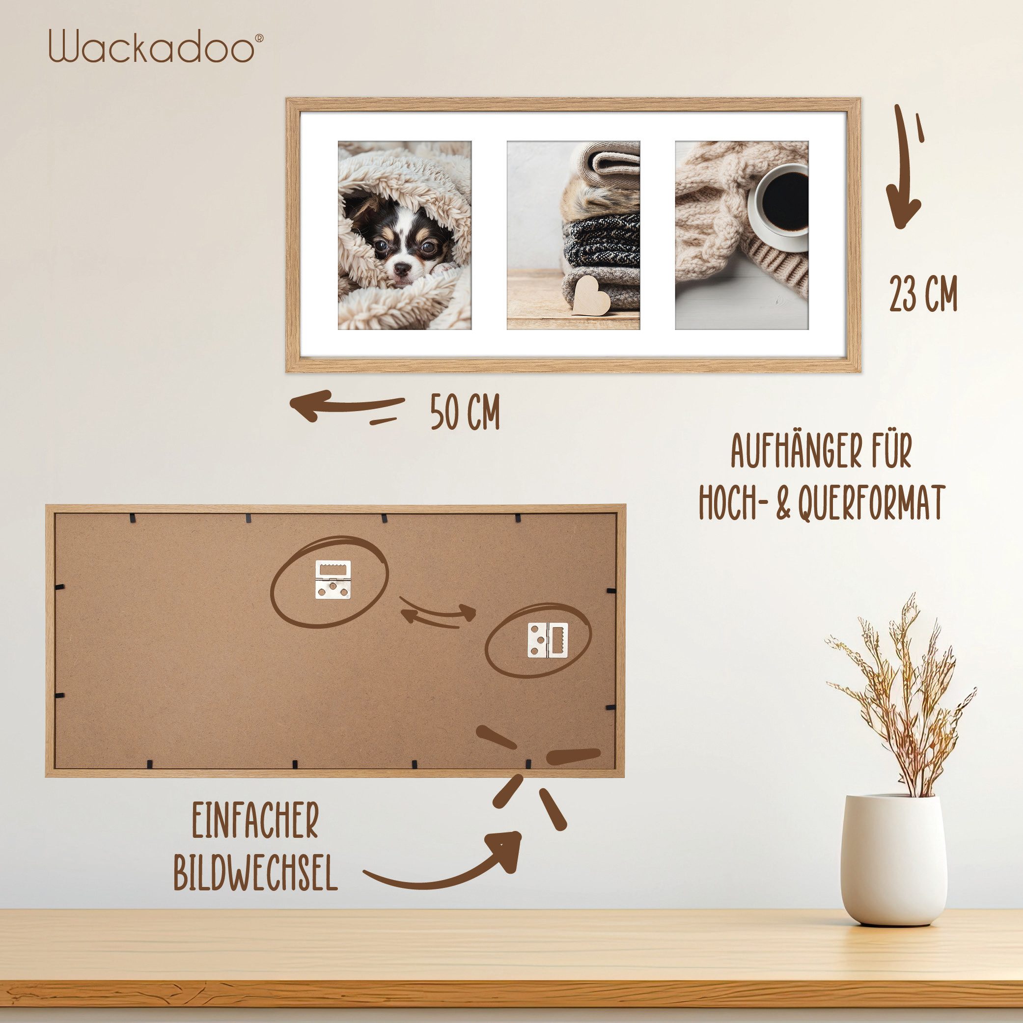 Wackadoo Living Bilderrahmen Serie Nordic MDF Holz mit Glasscheibe und Pass günstig online kaufen