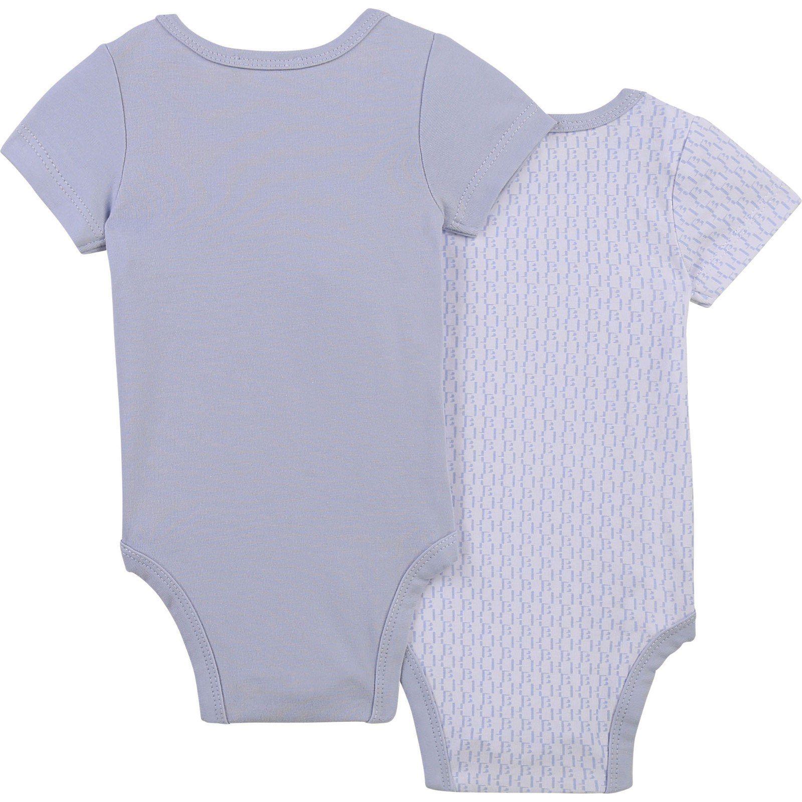 Boss Kidswear Kurzarmwickelbody BOSS Kidswear Baby Bodyset zweiteilig hellblau mit Logo Details