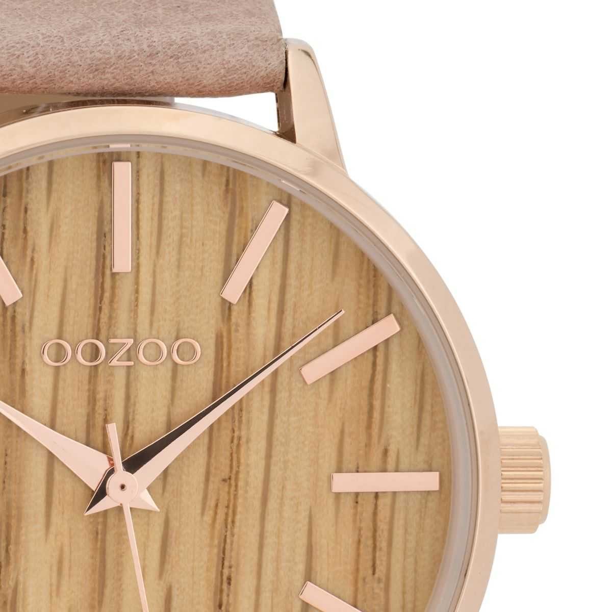 OOZOO Quarzuhr Damenuhr C9251 Holz-Zifferblatt Ahorn Lederband 42 mm