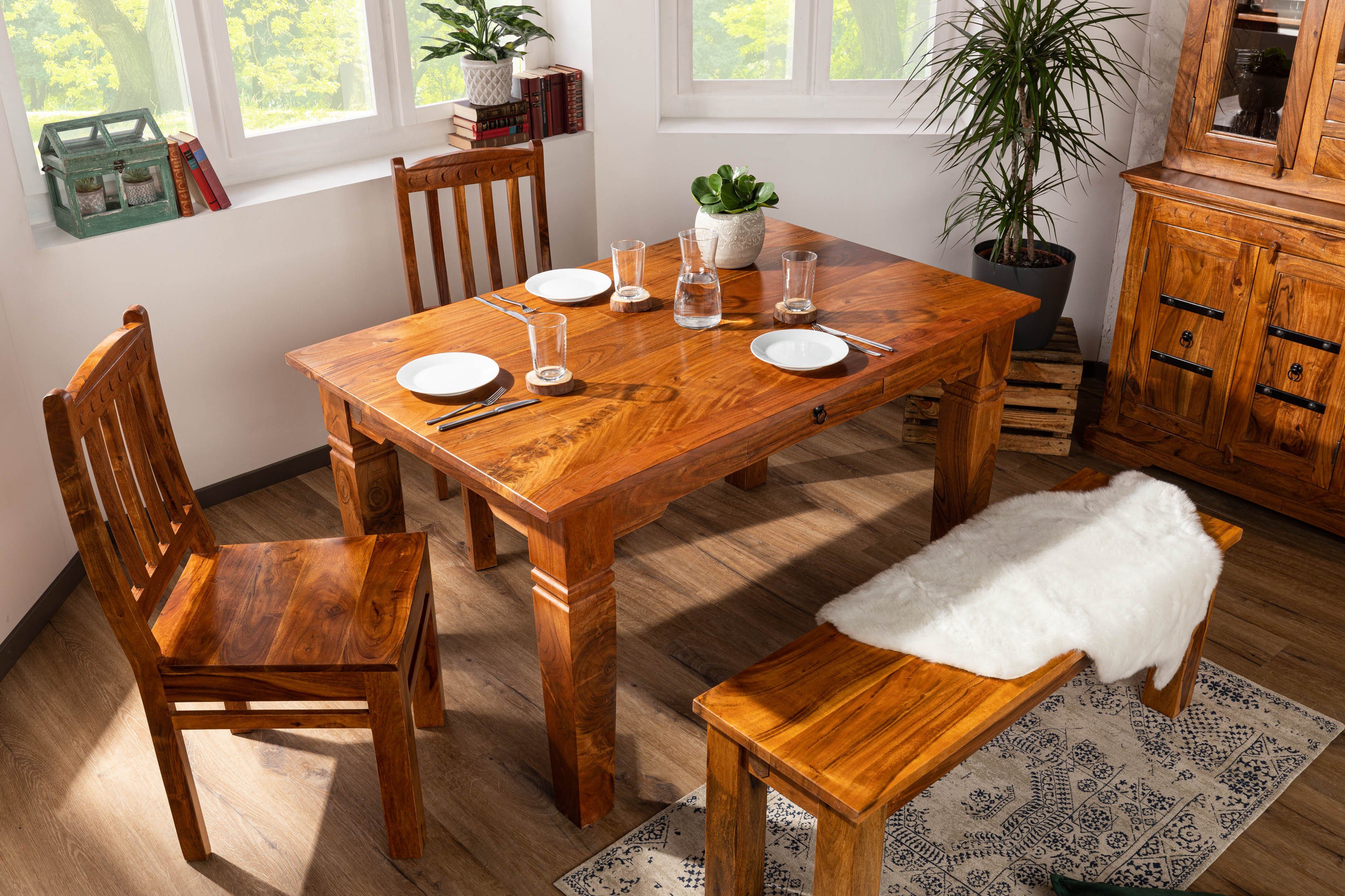 Massivmoebel24 Esstisch OXFORD (Esstisch Akazie 180x90x76 honig  lackiert OXFORD #0604), Esstisch Akazie 180x90x76 honig  lackiert OXFORD #0604