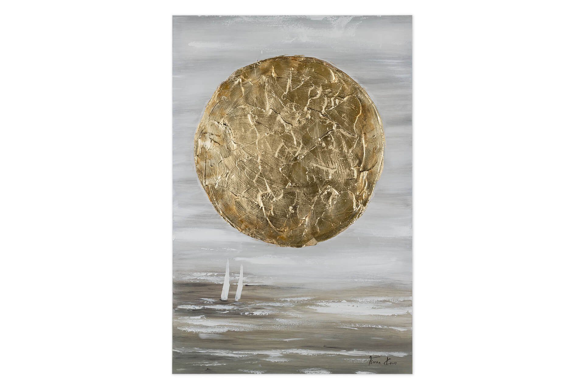 Dawn Leinwandbild the of Wohnzimmer Gemälde 100% Wandbild HANDGEMALT cm, KUNSTLOFT 60x90 Gold