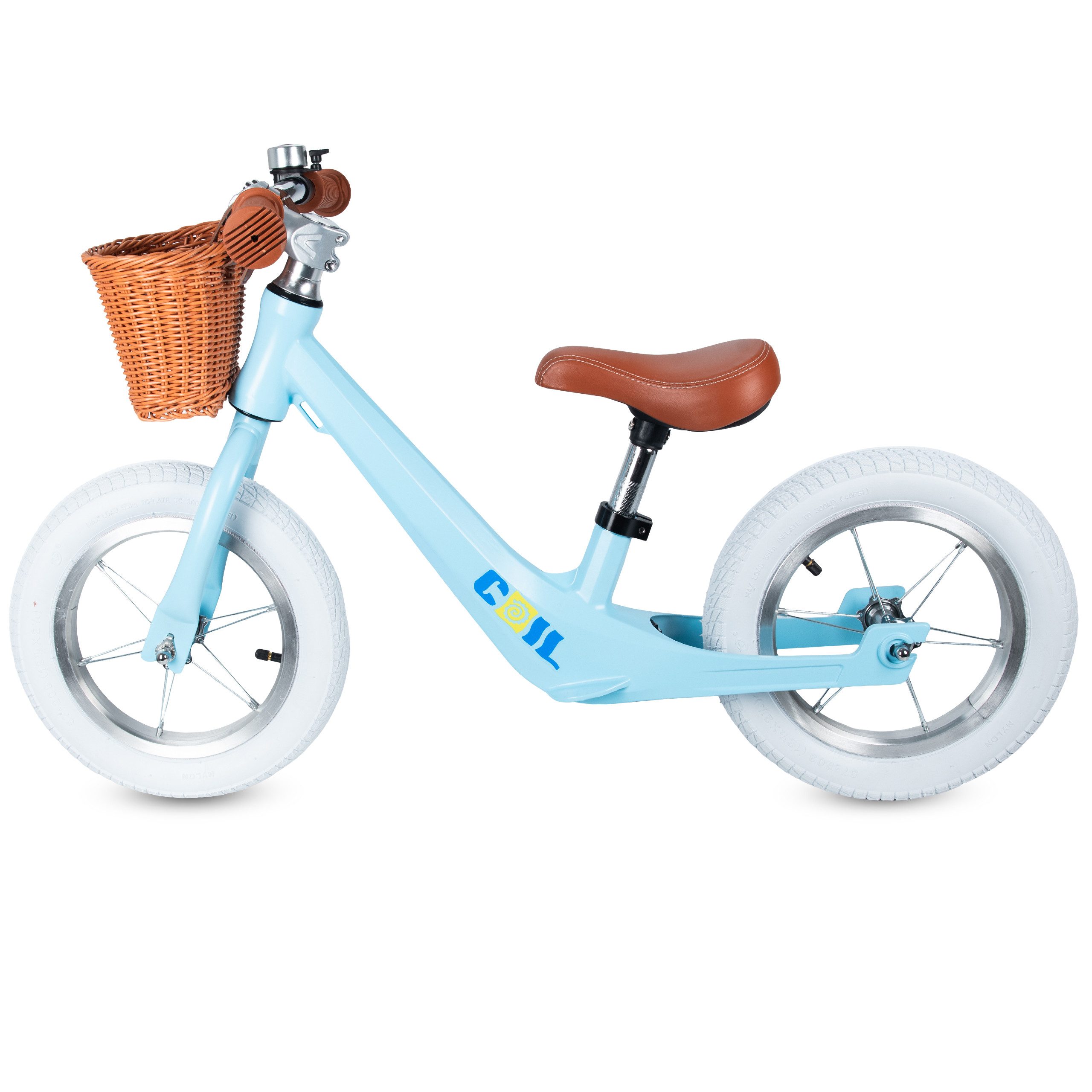 COIL Fahrrad-Laufrad Lauflernrad, Kinderlaufrad, Rutscher, Balance Bike (ab 2 Jahren und bis 30 kg), Rahmen aus Magnesiumlegierung, 12-Zoll-Lufträder, Korb, Kli – Bild 4 von 5