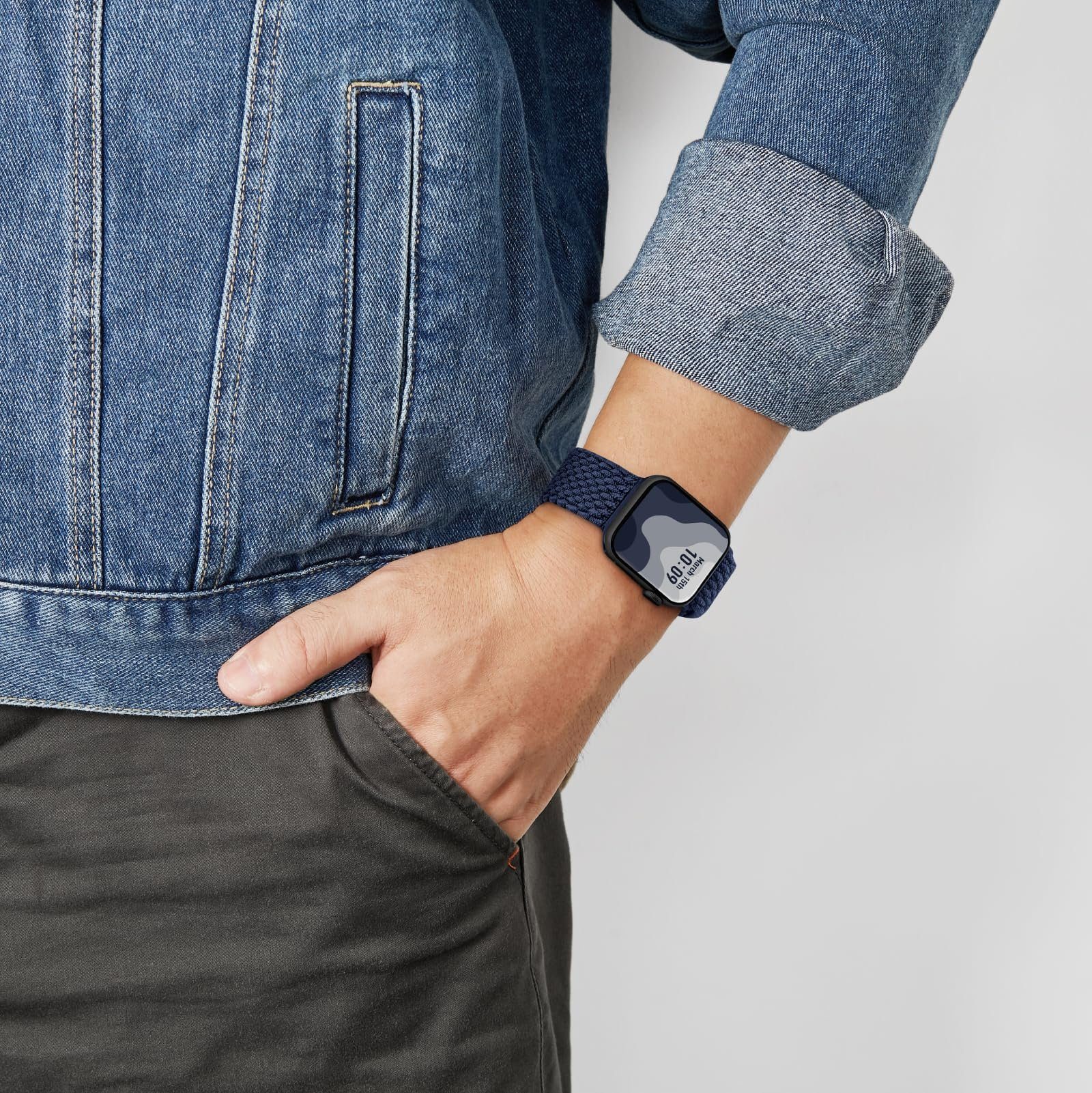 Armband iWatch Apple mit 38mm Mutoy für Geflochtenes Blau 41mm Watch Smartwatch-Armband Uhrenarmbänder Damen 8/7/6/5/4/3/2/1/Ultra/SE 40mm Herren, für Kompatibel