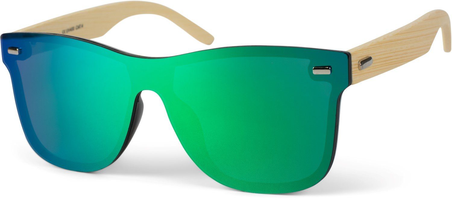 styleBREAKER Sonnenbrille (1-St) Verspiegelt Gestell Hellbraun / Glas Grün-Blau verspiegelt