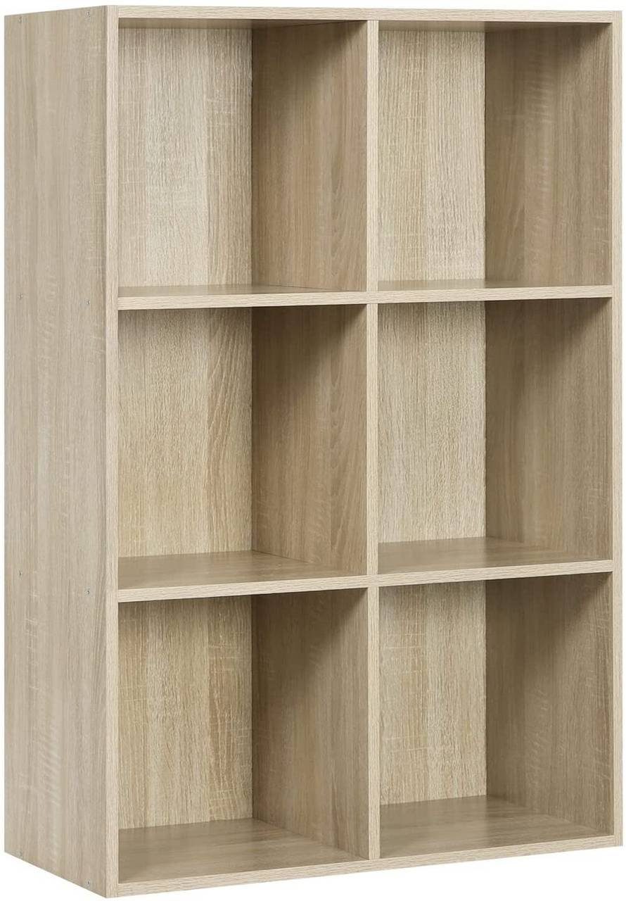 Woltu Bücherregal, 1-tlg., Würfelregal 6 Fächer aus MDF 60x30x89 cm Eiche