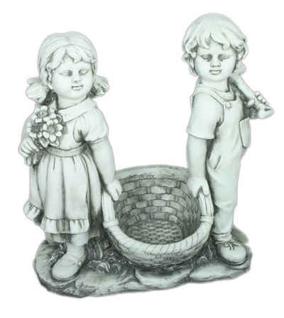 Gravidus Gartenfigur Garten Deko Figur Statue Gartenfigur Junge & Mädchen mit Korb