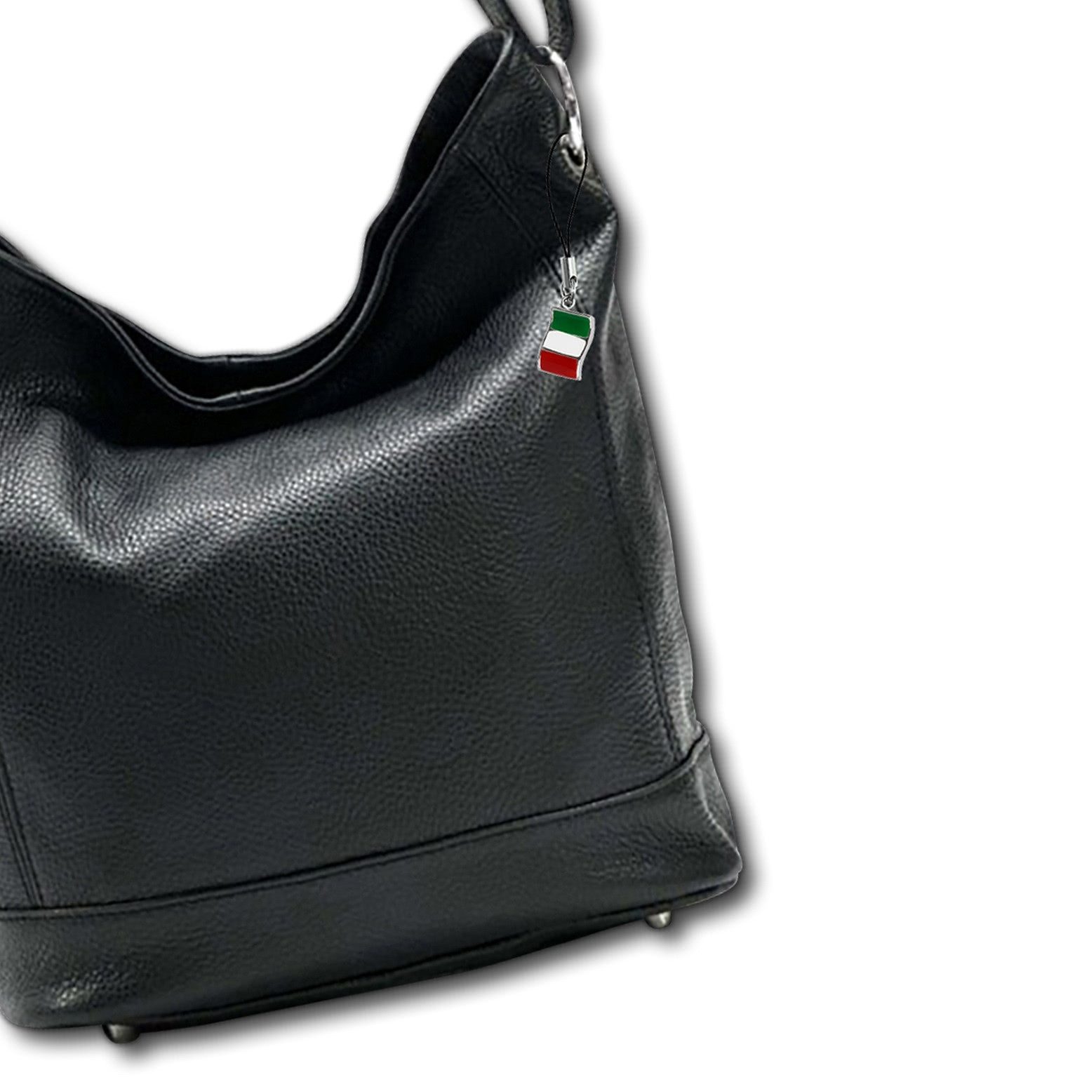 FLORENCE Schultertasche Florence Damen Echtleder Hobo Bag schwarz (Schultertasche), Damen Leder Schultertasche, Shopper, schwarz ca. 37cm