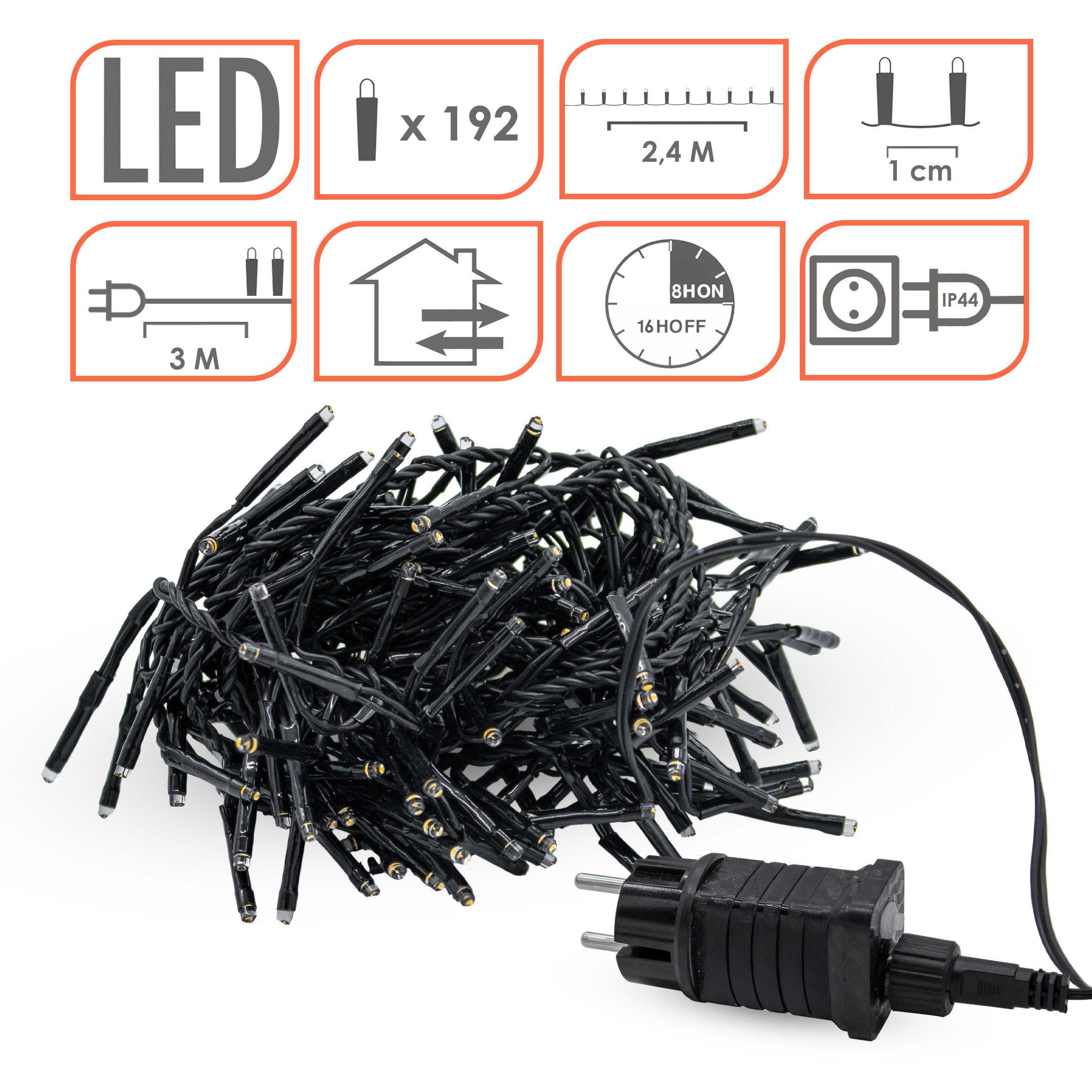 Spetebo LED-Lichterkette Büschel Lichterkette für Außen warm weiß, mit Timer und Netzstecker – Bild 3 von 5