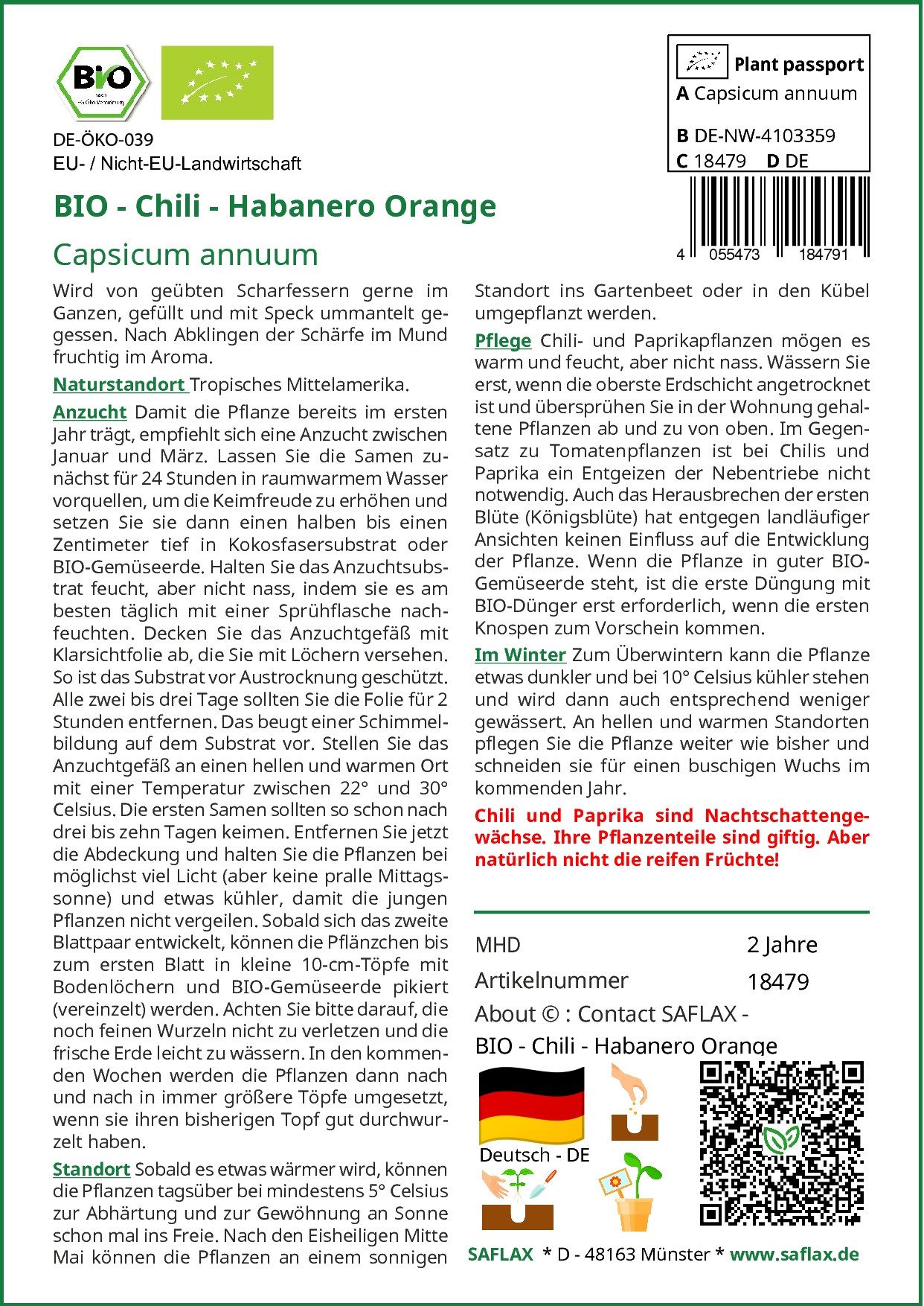 Thumbnail - SAFLAX Gemüsesamen SAFLAX - Samen - BIO - Chili - Habanero Orange