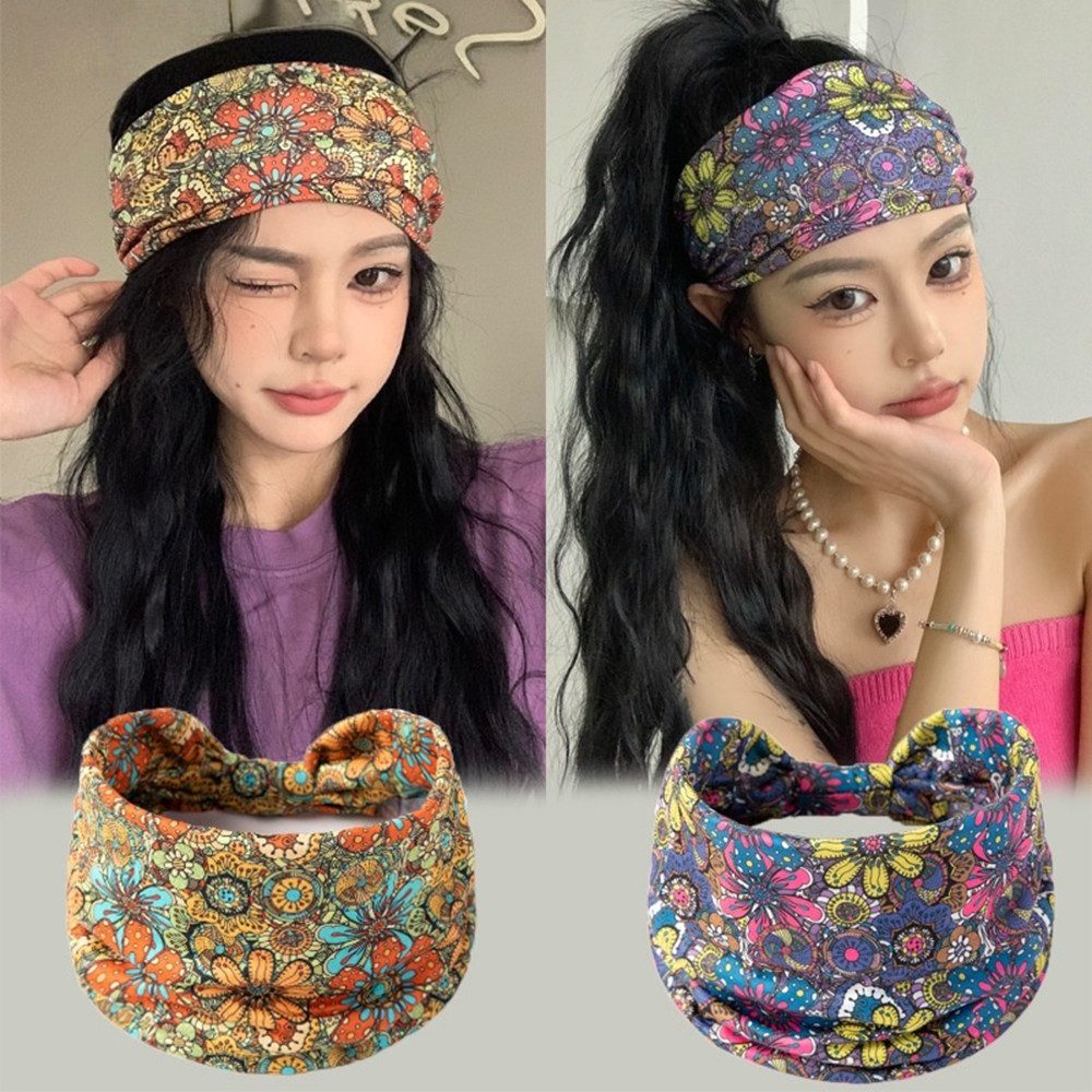 Zaewry Haarband Damen Stirnband Extra Breit Haarbänder Dünn, Elastische Kopftuch Weiche Boho Mehrfarbig Headband, 2-tlg., für Yoga, Kosmetik, Sport & Haarschmuck Sommer