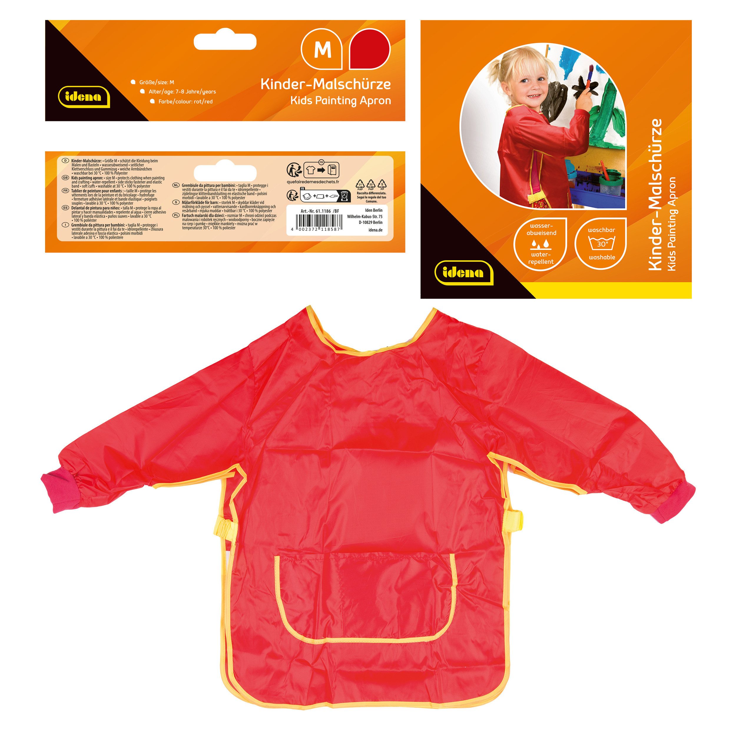 Idena Malschürze Idena 611186 - Bastelschürze für Kinder von 7 bis 8 Jahren mit langen