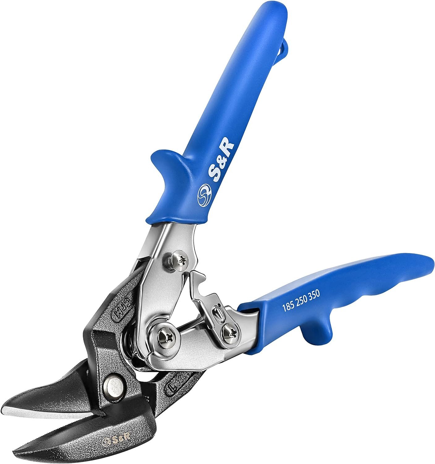 S&R Blechschere in Profi-Qualität Hochleistungsschere Ideal-Serie, stark und wendig, (1-tlg), Linksschnitt, 260 mm, Durchlaufschere für Blech mit doppeltem Hebel