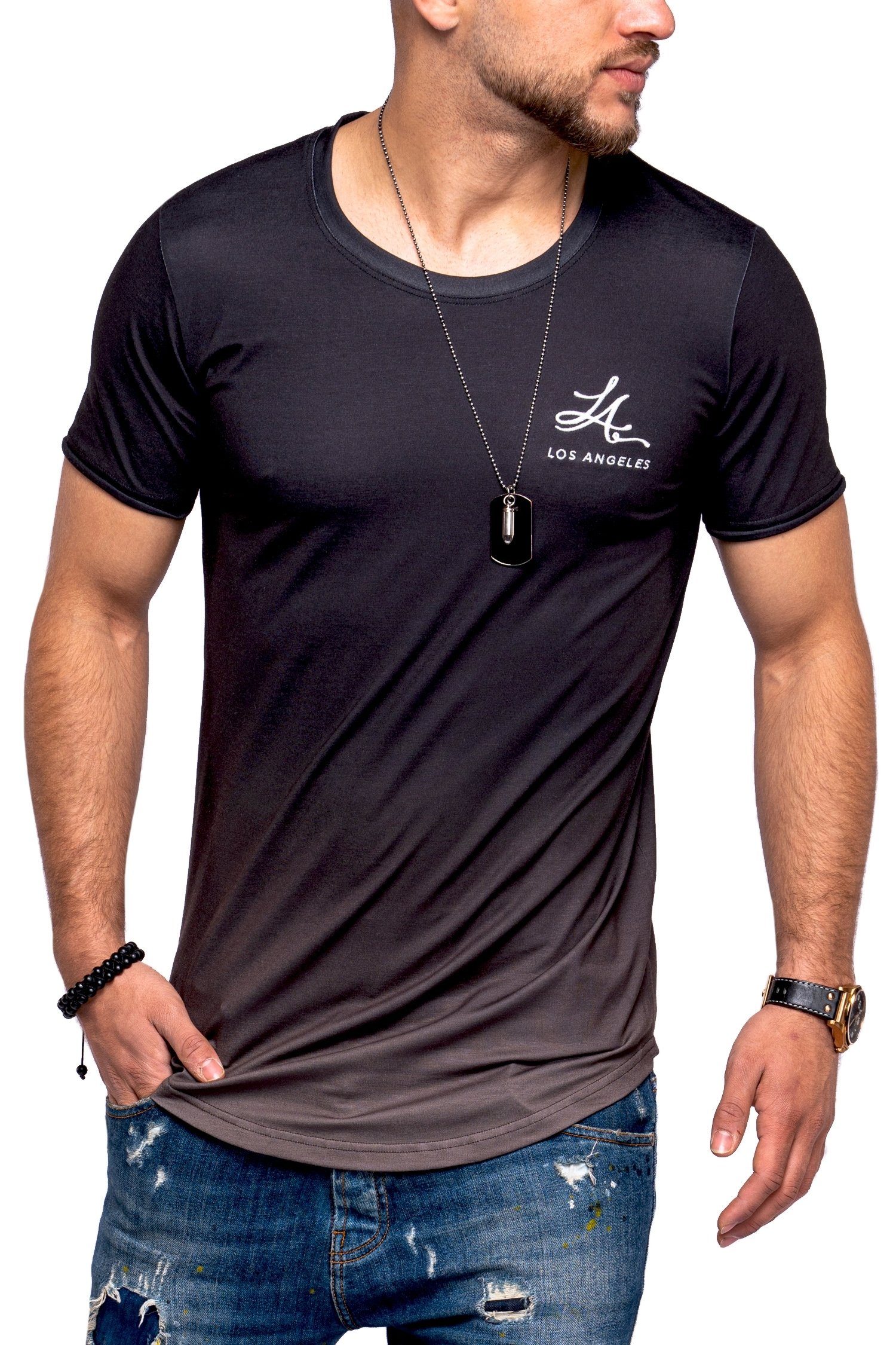 T-Shirt modischem LA mit Farbverlauf behype schwarz