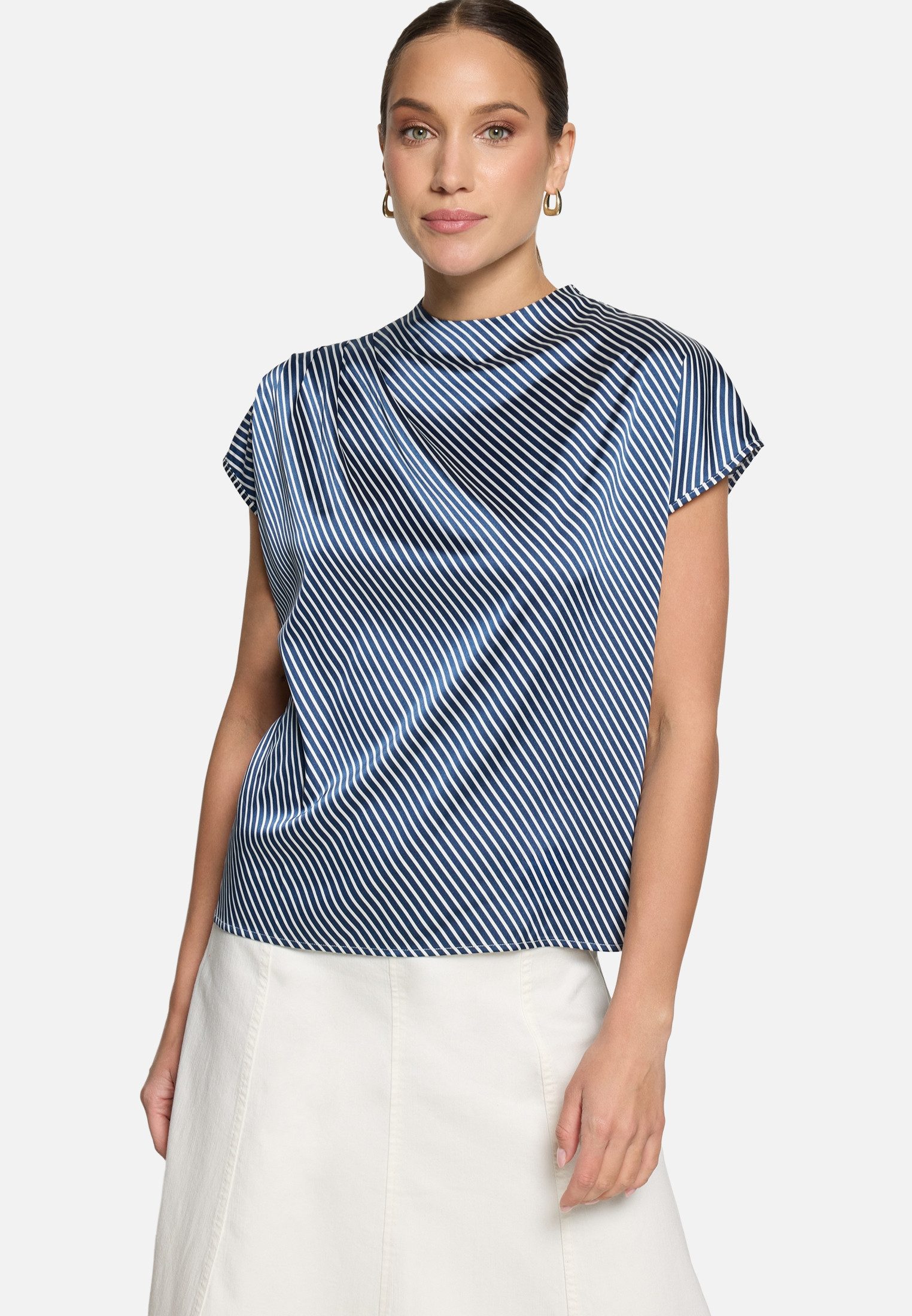 Zero Satinbluse Damen mit Kragen