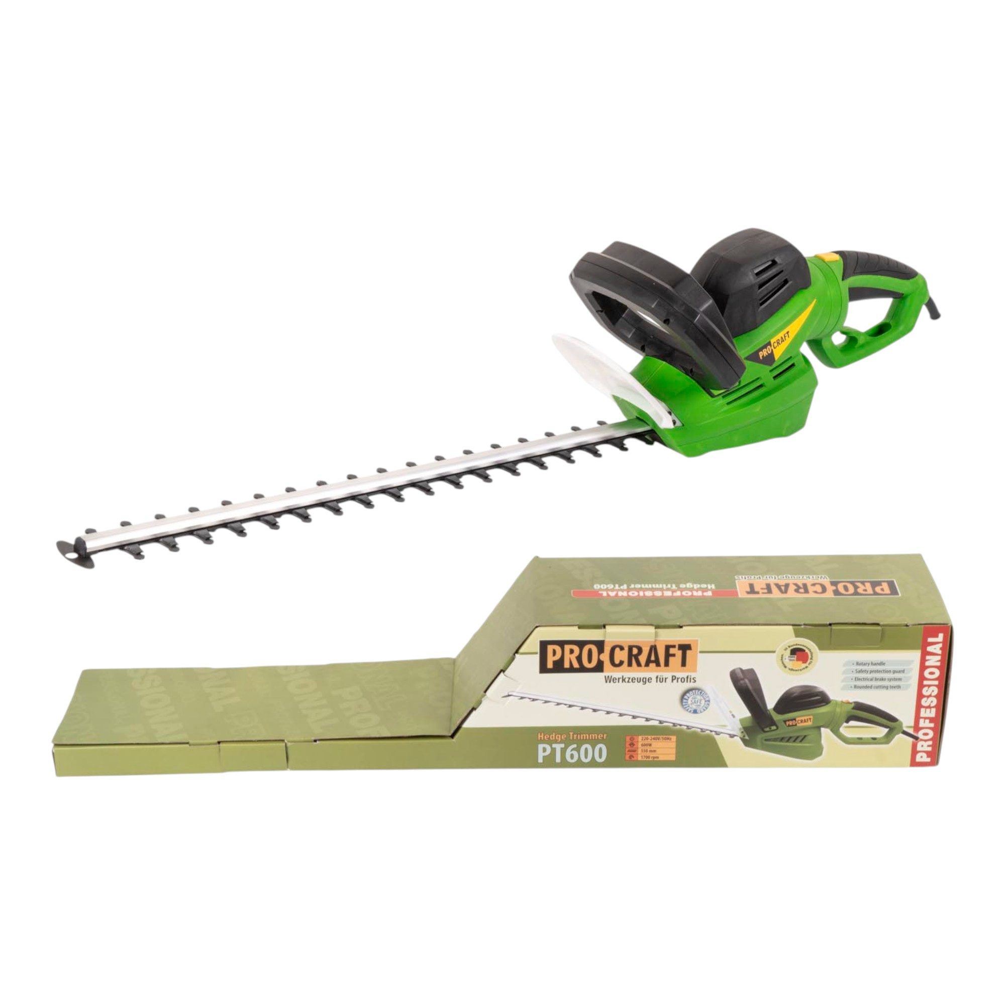 PRO CRAFT Elektro-Heckenschere PT600 Heckenschere 600 Watt 550 mm Schnittlänge 20 mm Schnittstärke