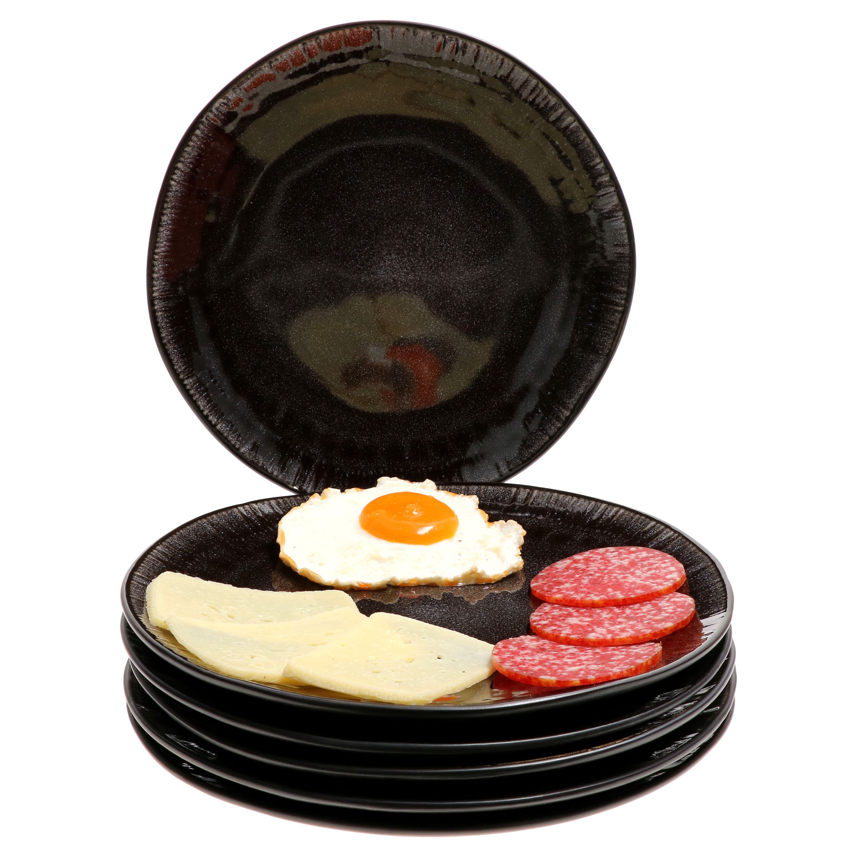 MamboCat Speiseteller 6er Set Speiseteller Zakynthos Reactive Glaze Schwarz - 24327312