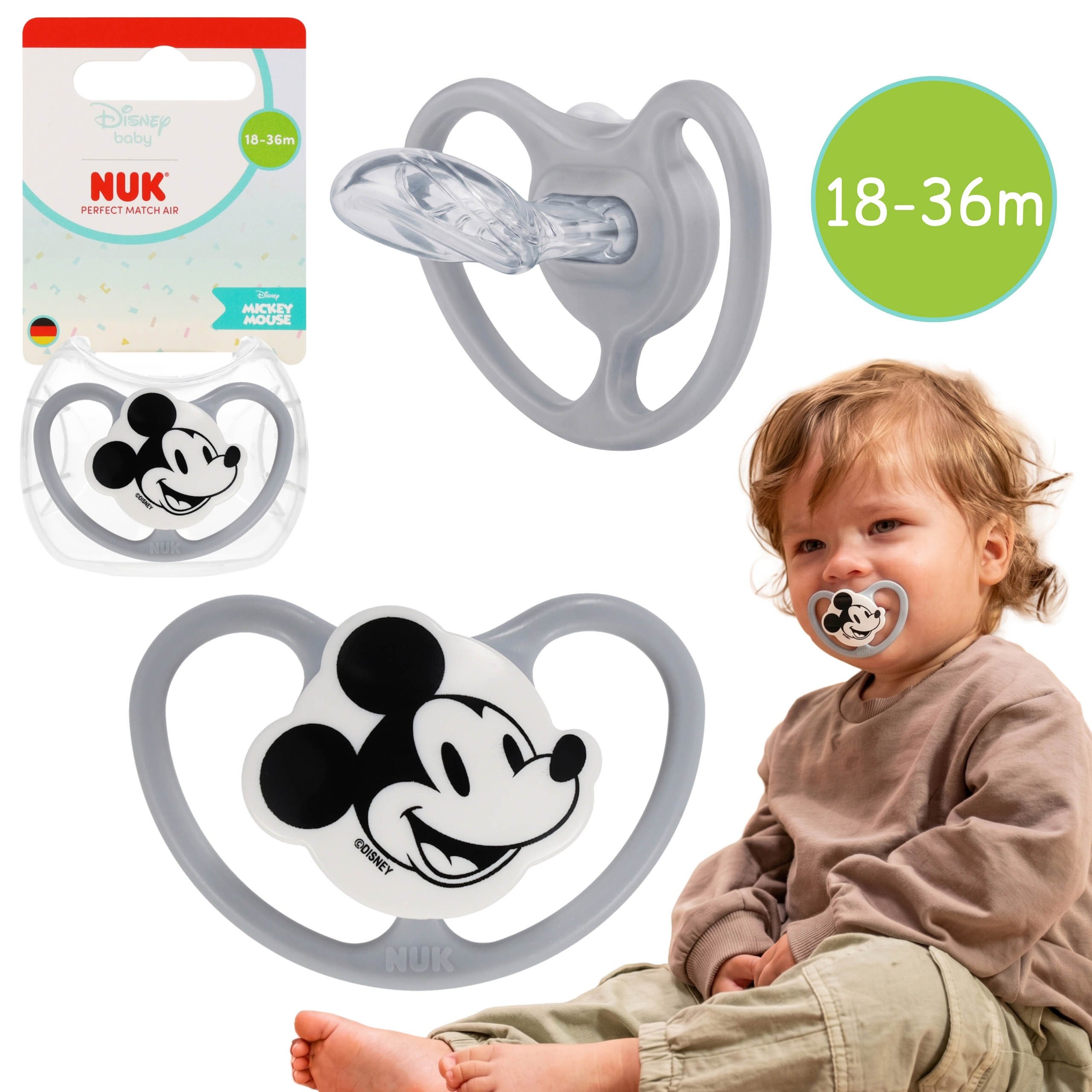 Schnuller NUK Mickey Mouse Schnuller Silikon 18–36 Monate mit Etui