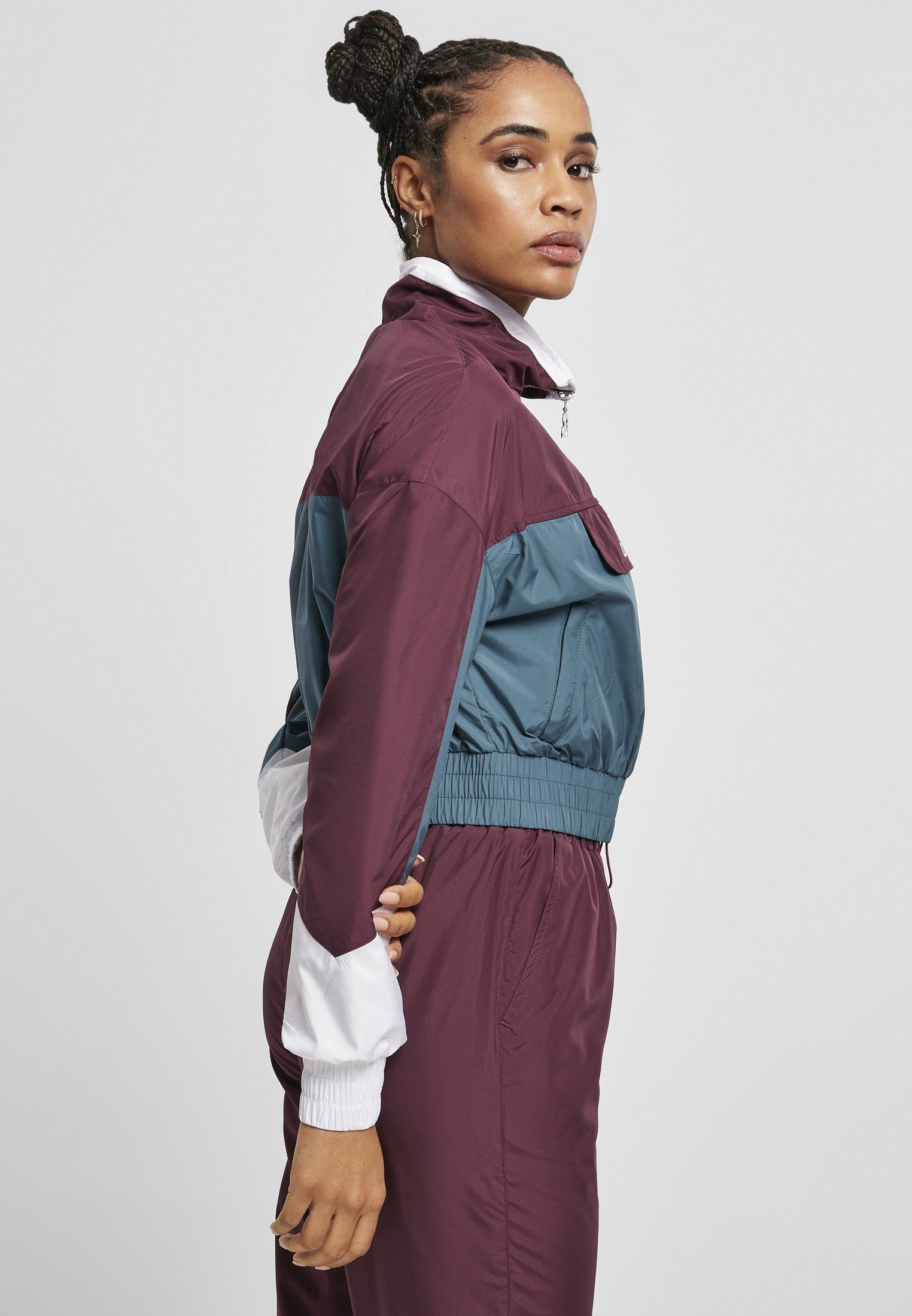 Colorblock Jacket Label Over Starter Pull Ladies Damen Black Outdoorjacke darkviolet/teal (1-St) Starter